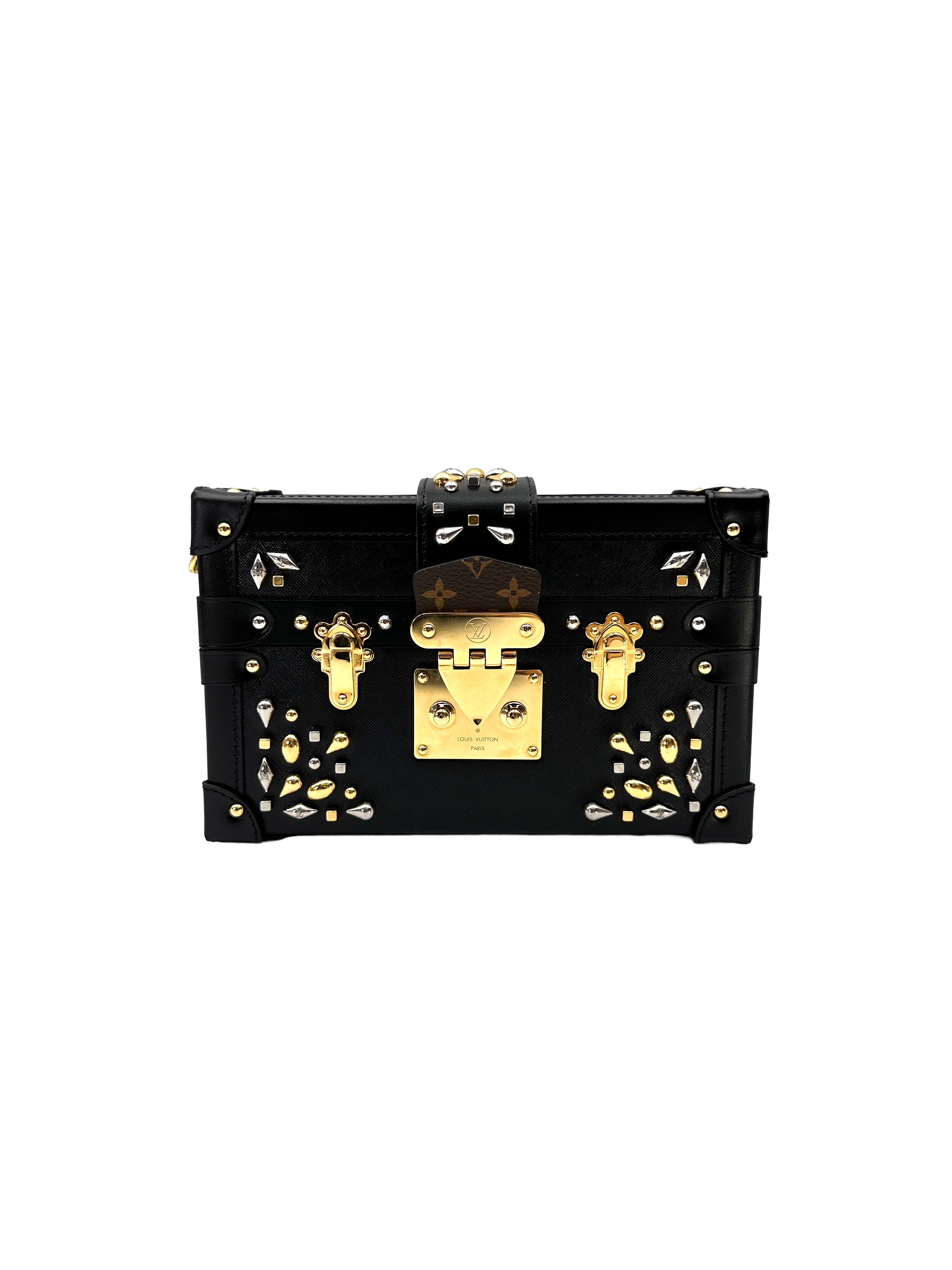 Louis Vuitton Petite Malle Black Leather Studded Shoulder Bag LV3120