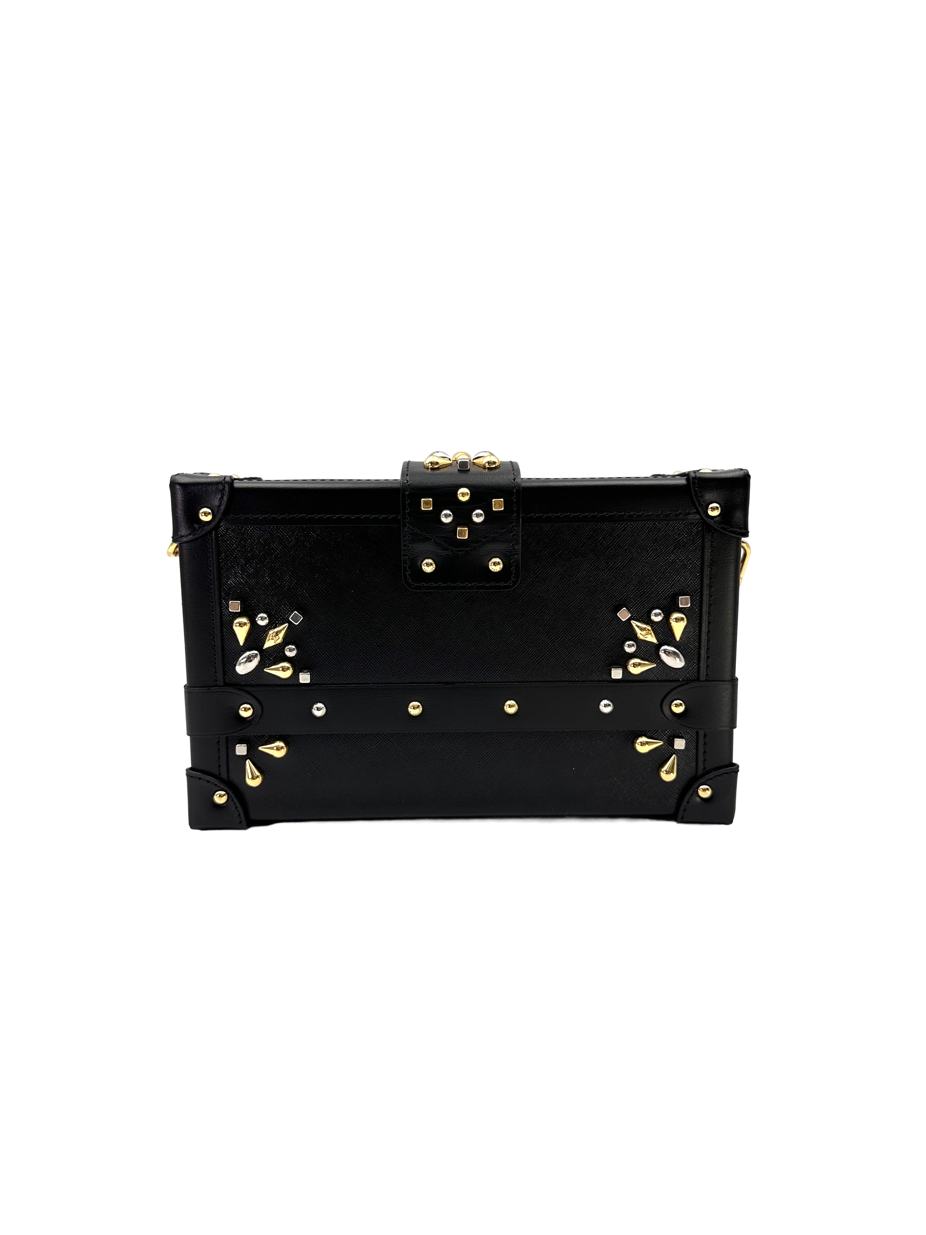 Louis Vuitton Petite Malle Black Leather Studded Shoulder Bag LV3120