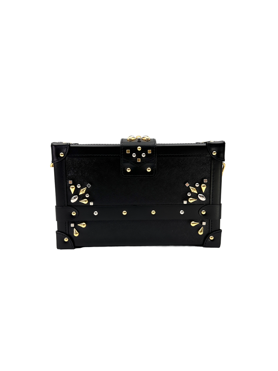 Louis Vuitton Petite Malle Black Leather Studded Shoulder Bag LV3120