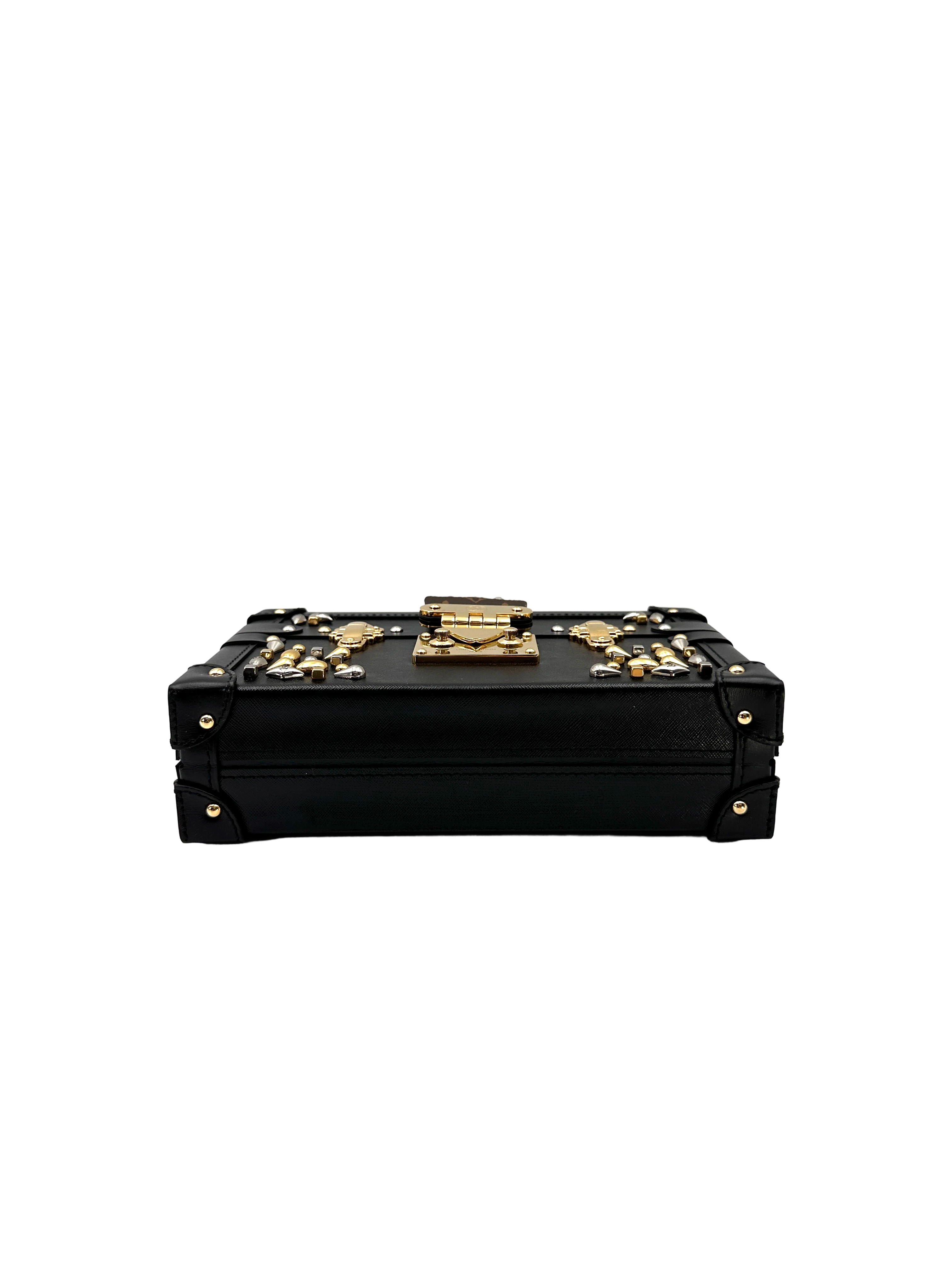 Louis Vuitton Petite Malle Black Leather Studded Shoulder Bag LV3120