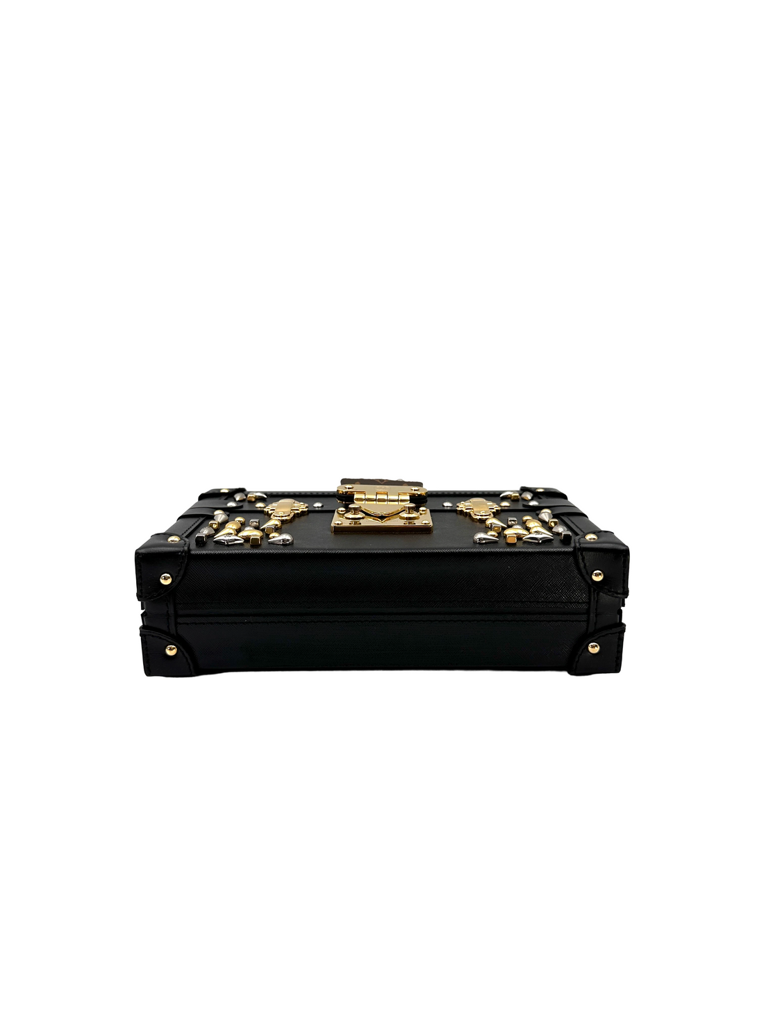 Louis Vuitton Petite Malle Black Leather Studded Shoulder Bag LV3120