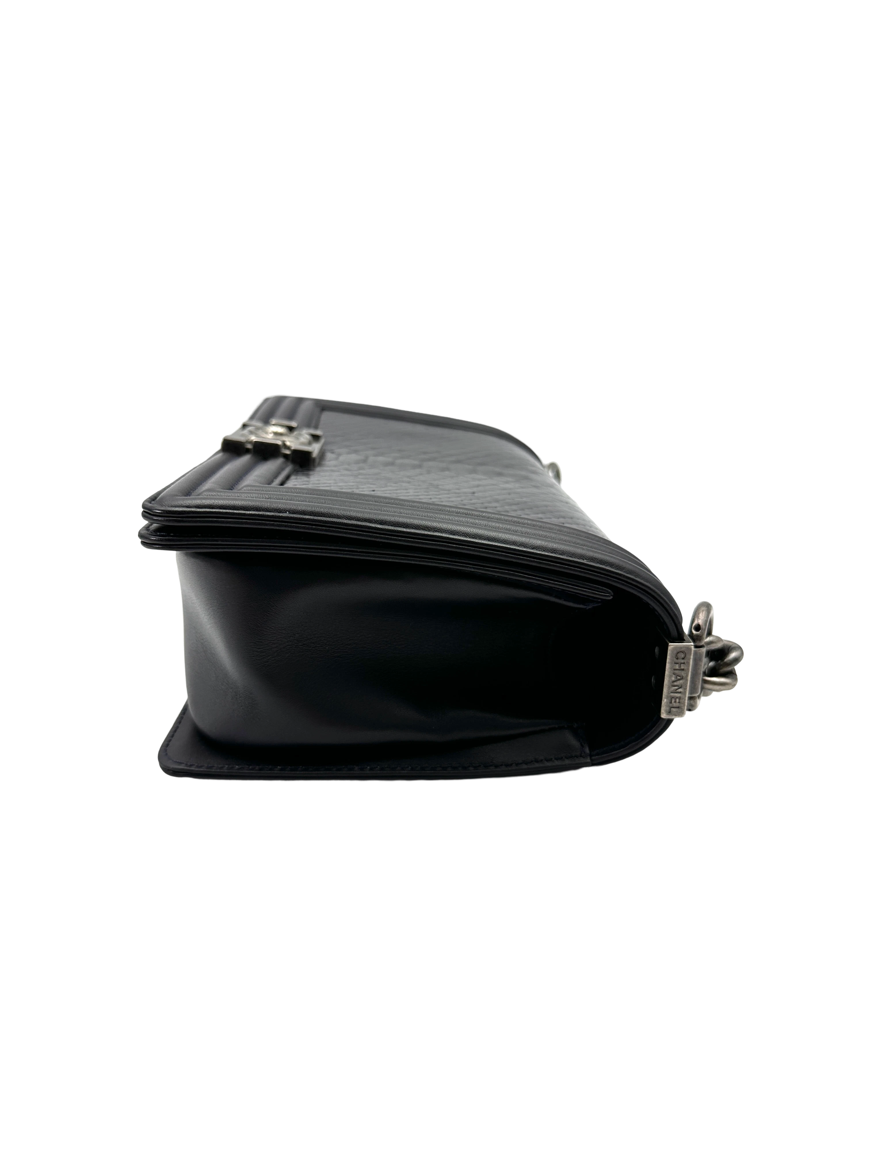 Chanel LeBoy Navy Python Leather Flap Bag With Silver Buckle(19***57) CC2290