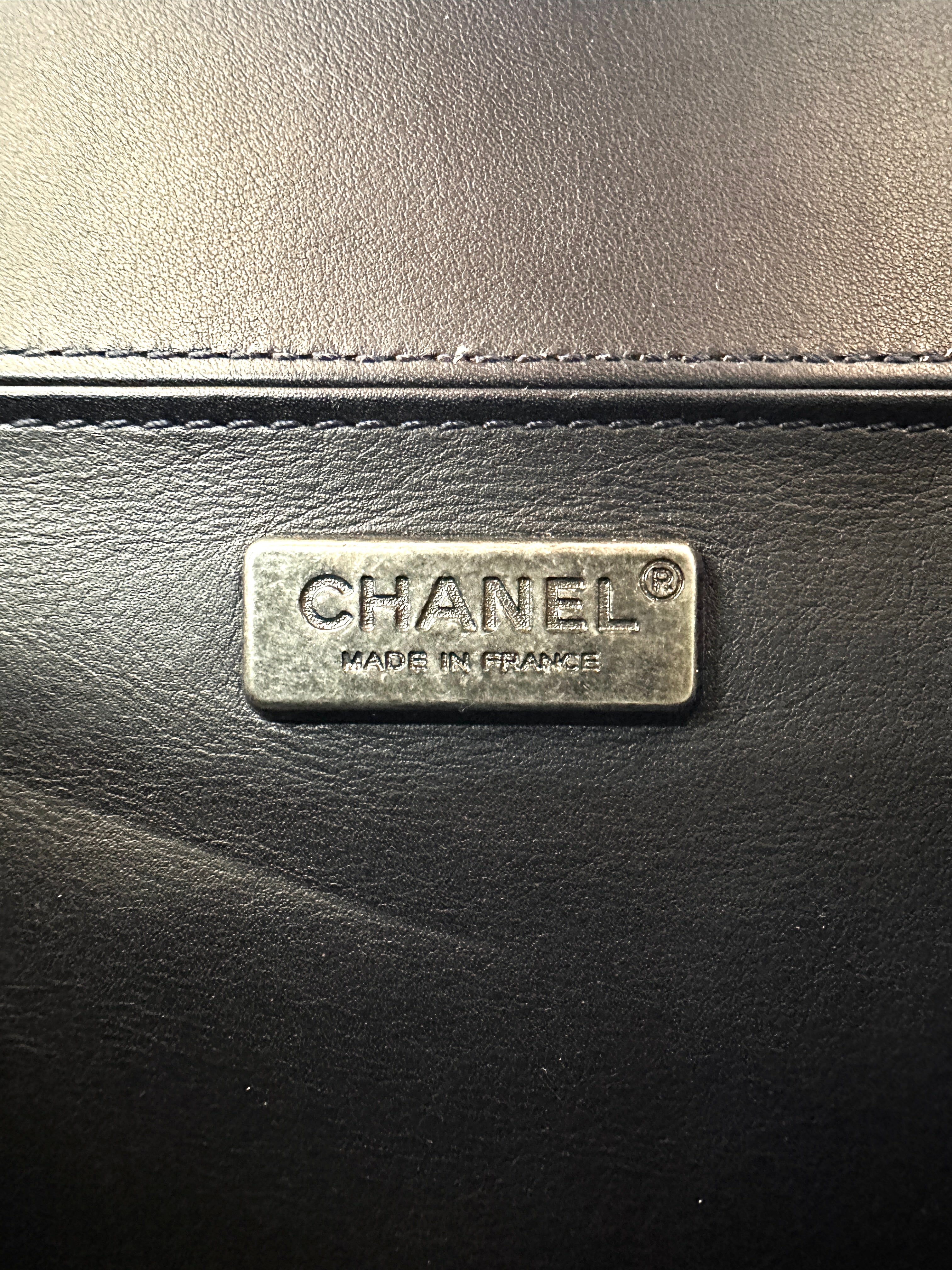 Chanel LeBoy Navy Python Leather Flap Bag With Silver Buckle(19***57) CC2290