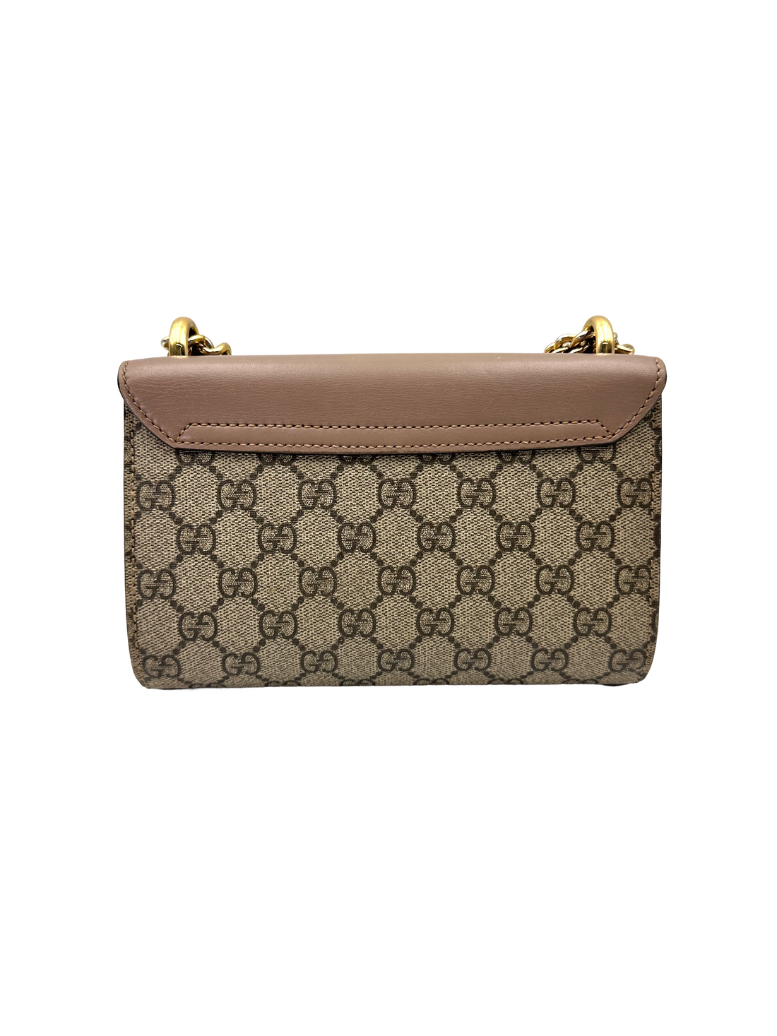 Gucci Padlock PInk Pearl Studded Leather & GG Supreme Canvas Chain Bag GG1365