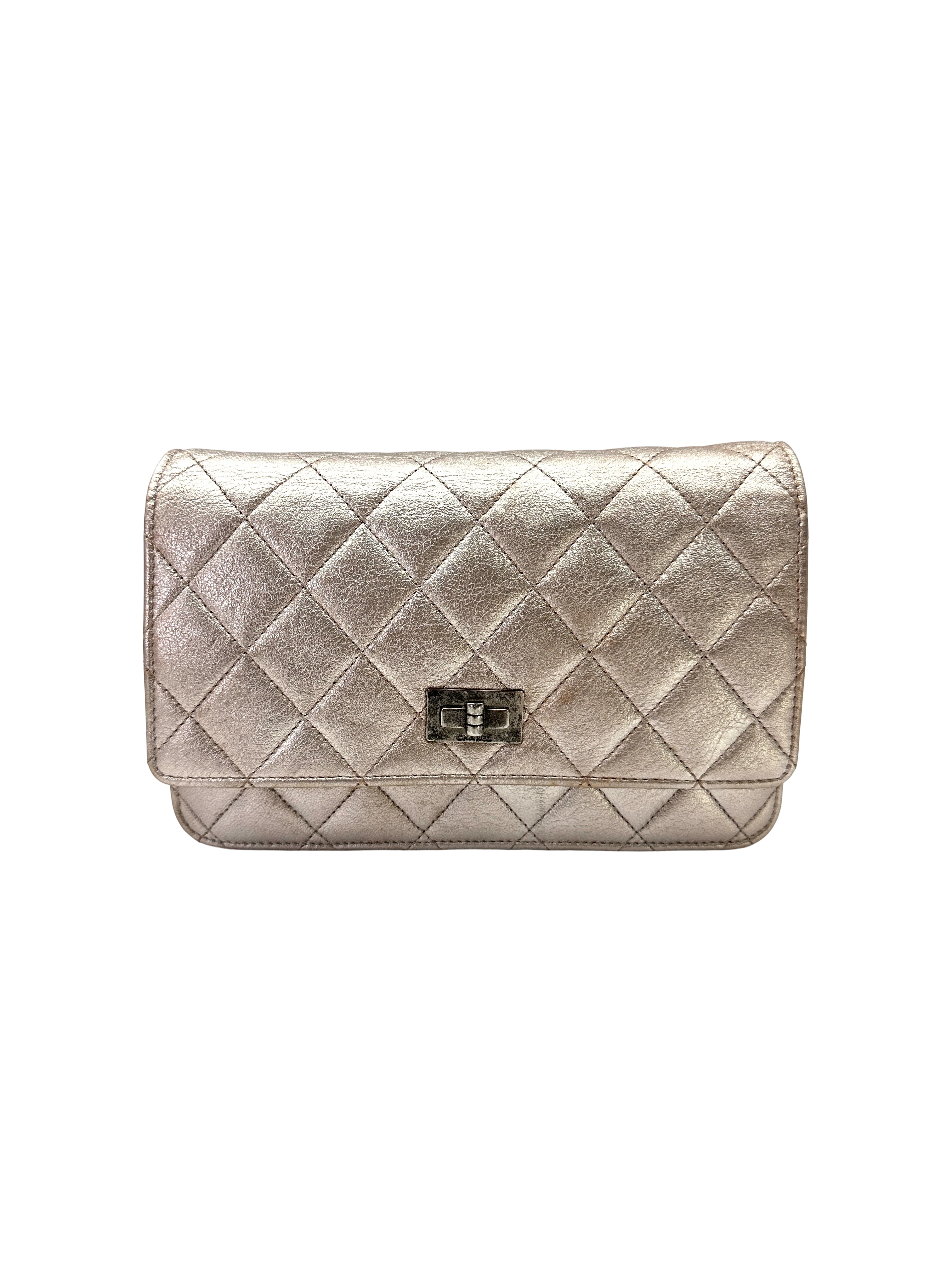 Chanel 2.55 Reissue Beige Quilted Leather Wallet On Chain(19***32) CC2264