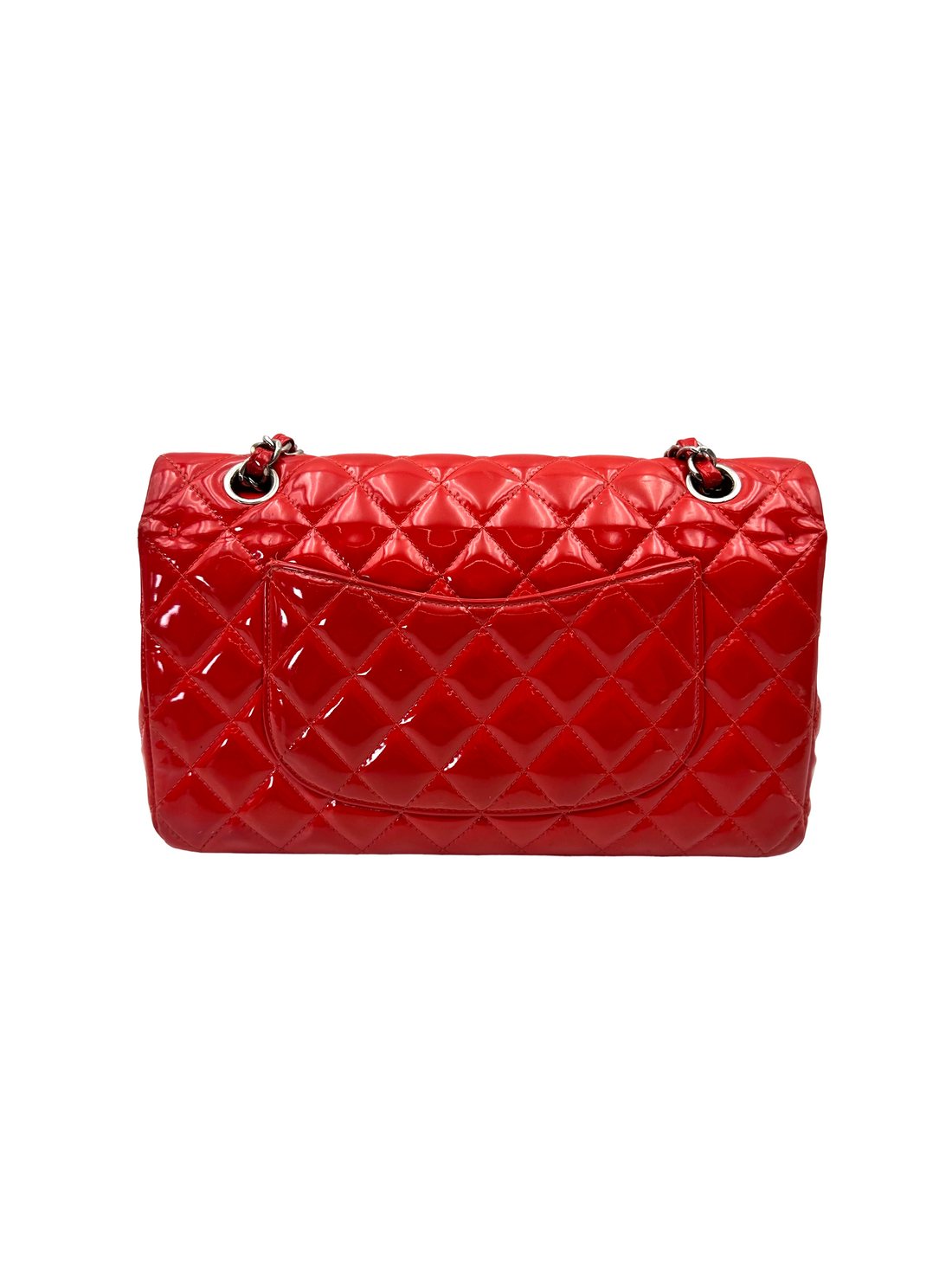 Chanel Classic Flap Red Quilted Patent Leather Shoulder Bag With Silver Buckle(19***05) CC2265