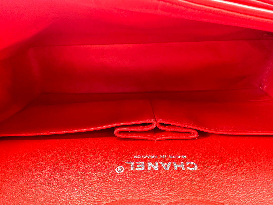 Chanel Classic Flap Red Quilted Patent Leather Shoulder Bag With Silver Buckle(19***05) CC2265