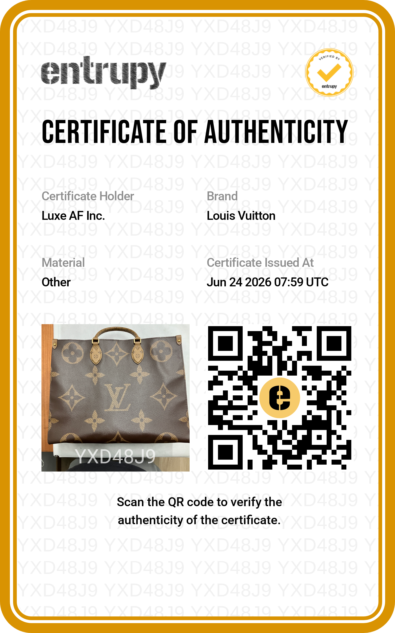 Louis Vuitton Onthego GM Monogram Canvas Handle Bag LV3121