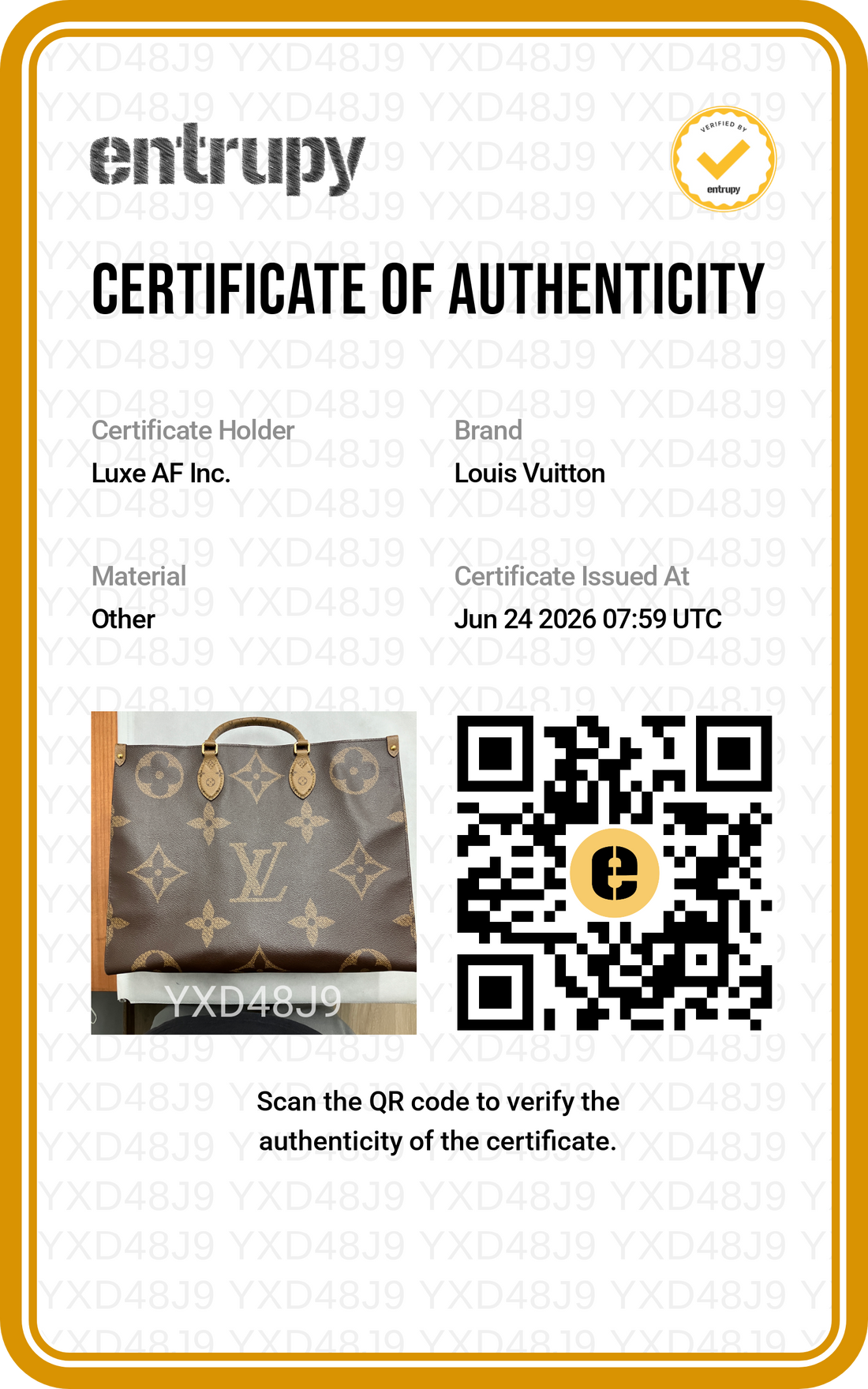 Louis Vuitton Onthego GM Monogram Canvas Handle Bag LV3121