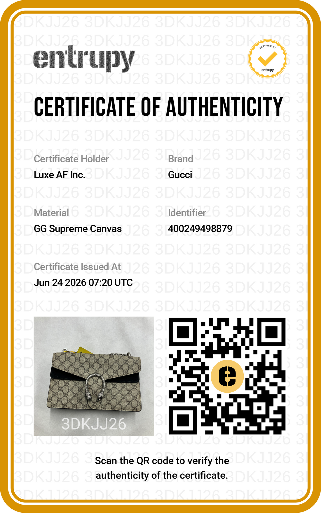 Gucci Dionysus GG Supreme Canvas Medium Size Shoulder Bag With Black Tirm GG1366