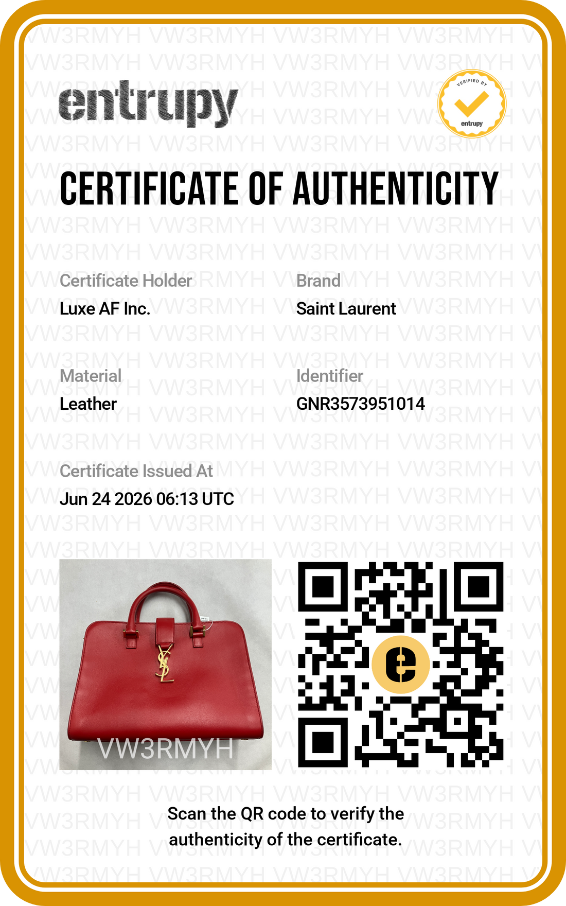 Saint Laurent Chyc Cabas Red Leather Handle Bag SL269