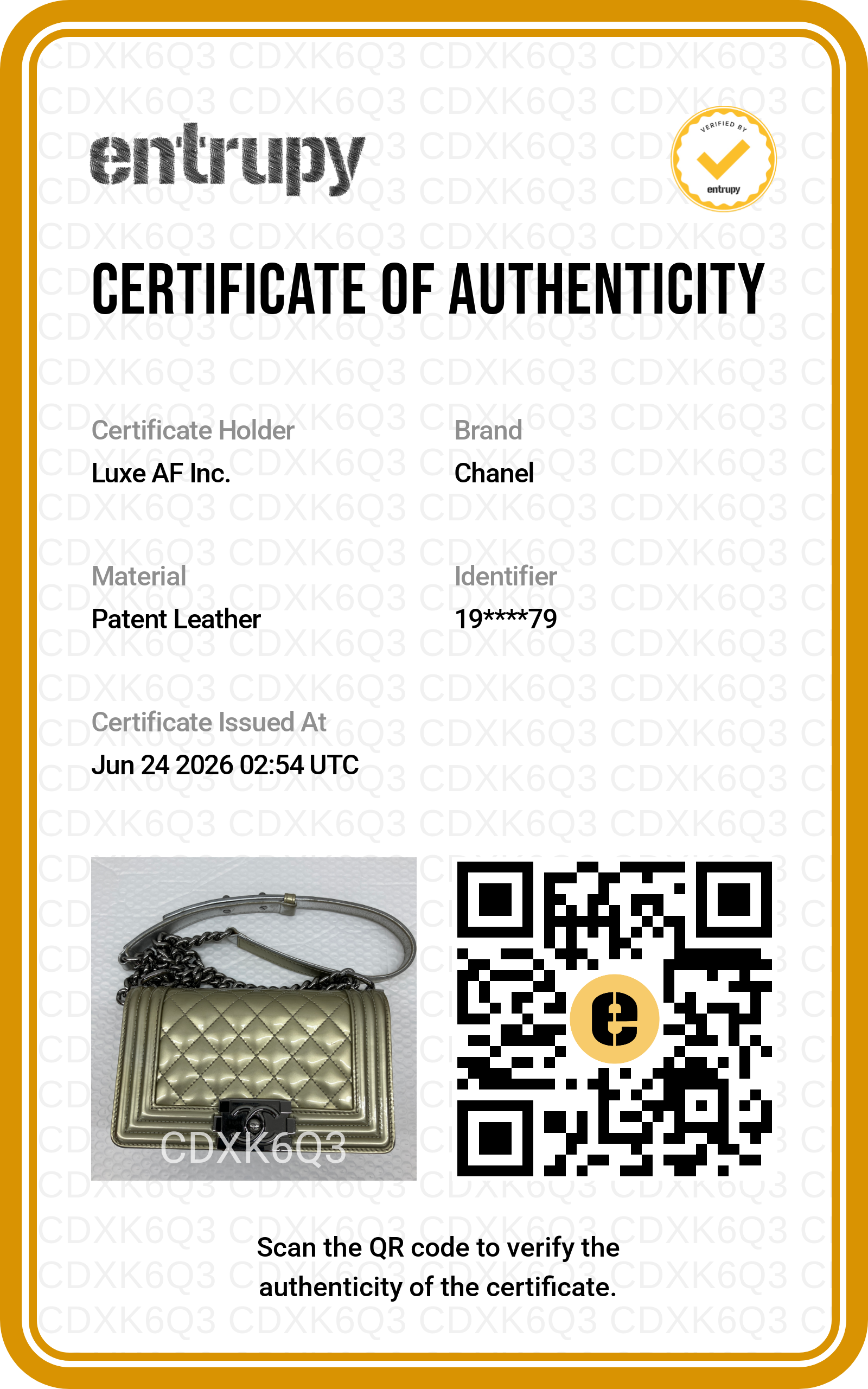Chanel LeBoy Metallic Gold Quilted Patent Leather Small Size Flap Bag(19***79) CC2420