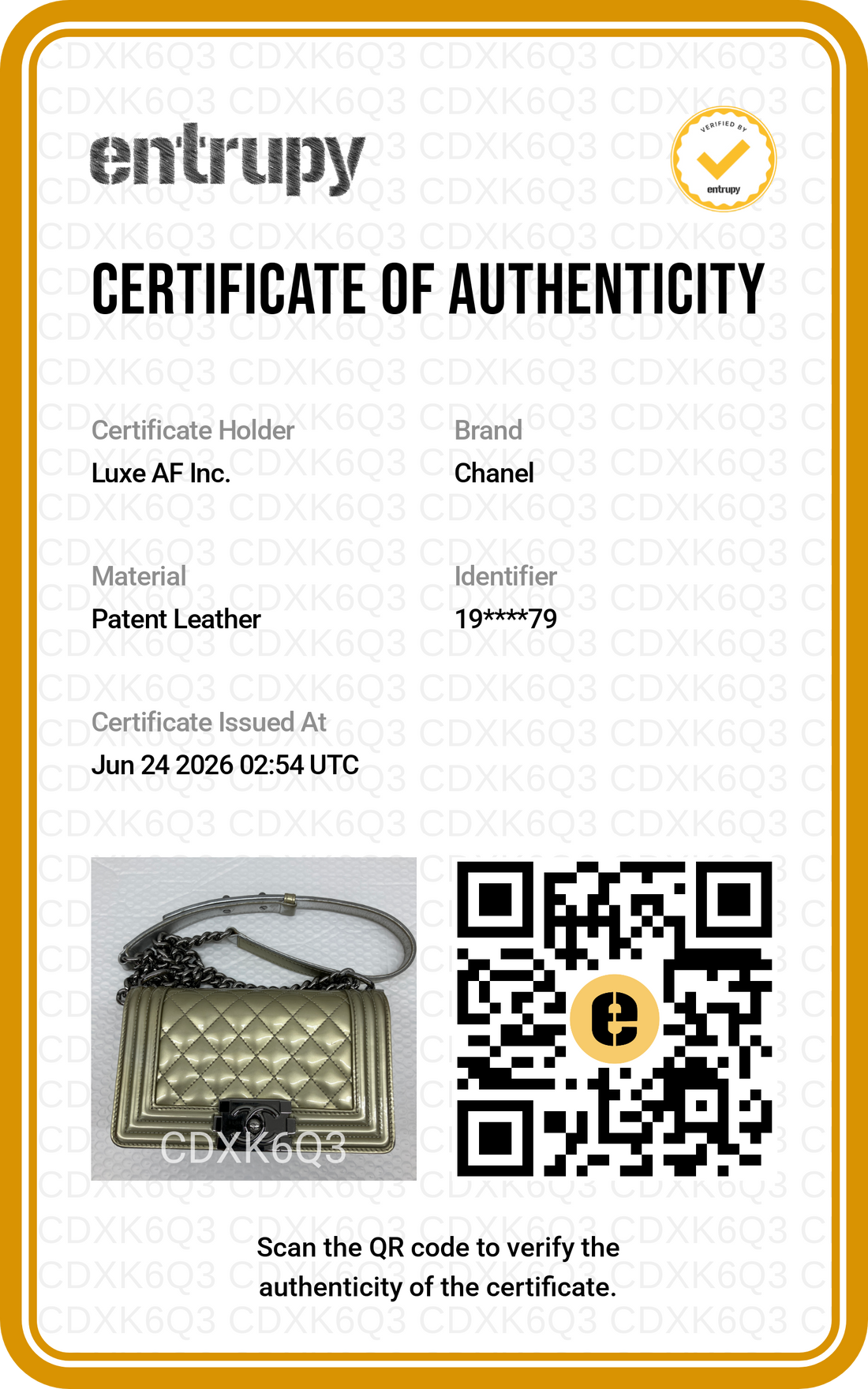Chanel LeBoy Metallic Gold Quilted Patent Leather Small Size Flap Bag(19***79) CC2420