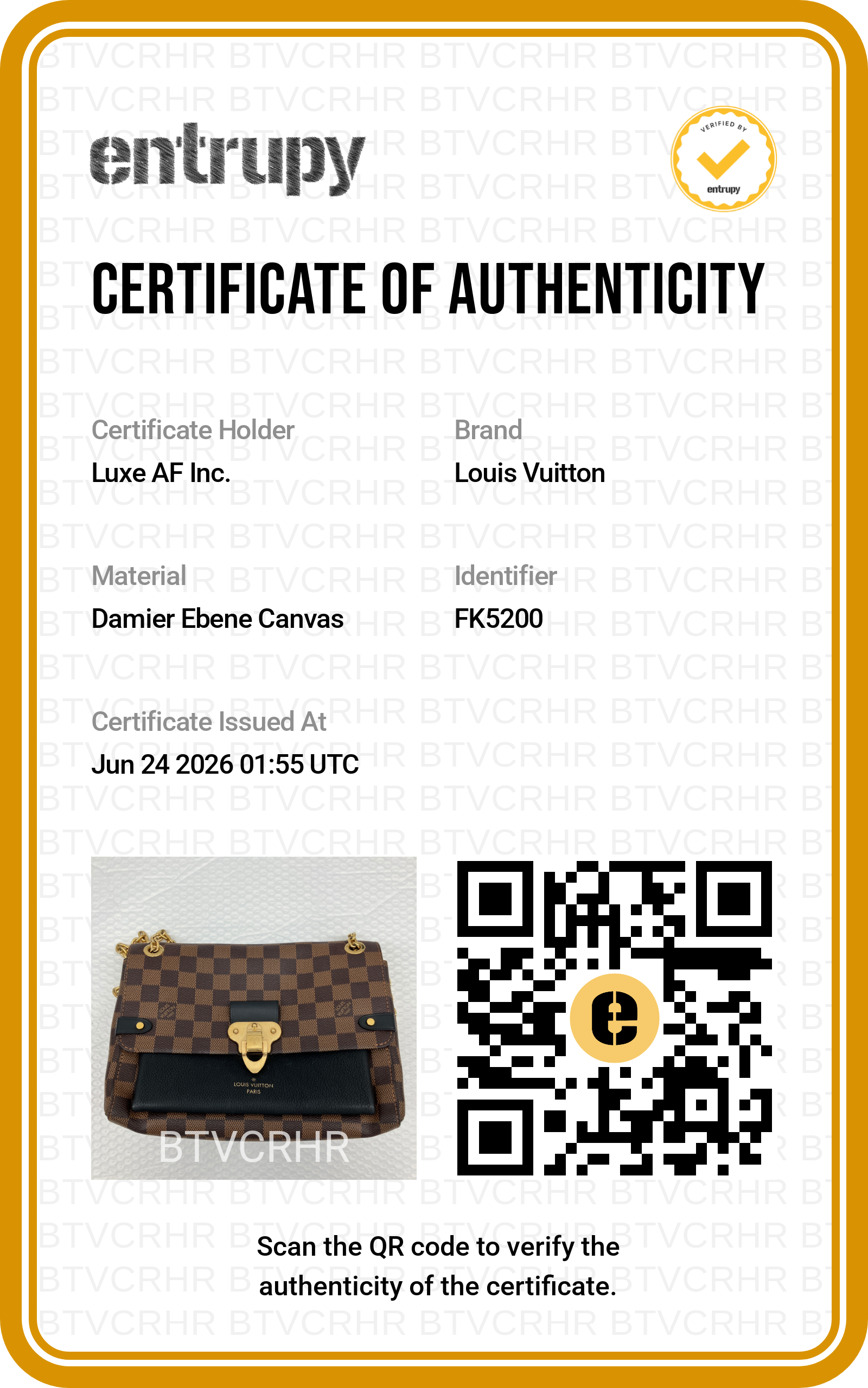 Louis Vuitton Vavin MM Damier Ebene & Black Leather Canvas Wallet On Chain LV3111
