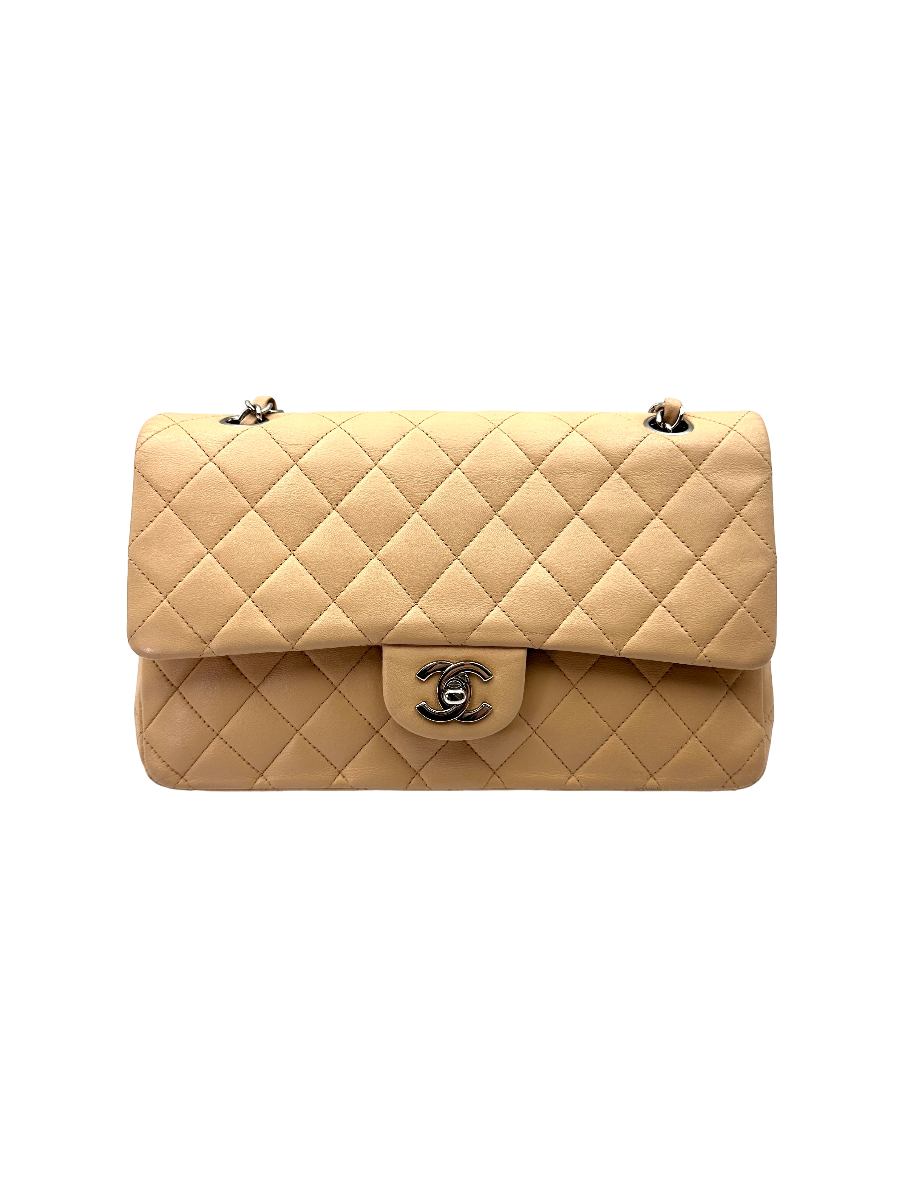 Chanel Classic Flap Beige Quilted Leather Medium Size Shoulder Bag(13***38) CC2267