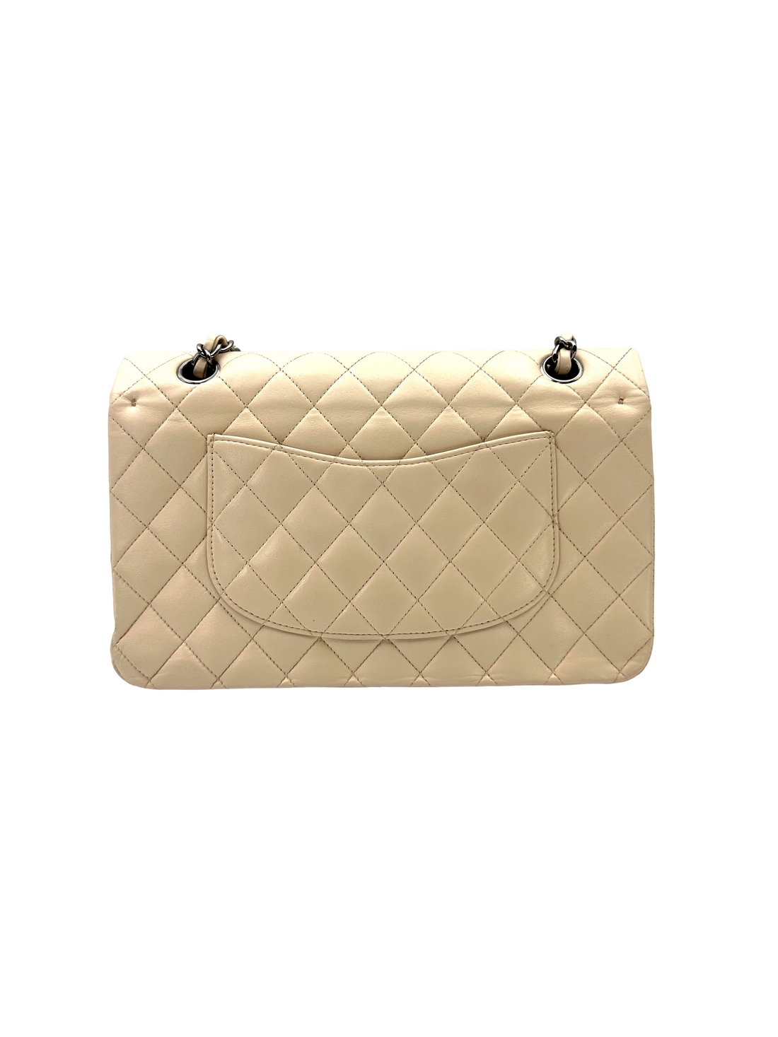 Chanel Classic Flap White Quilted Leather Medium Size Shoulder Bag(15***26) CC2268