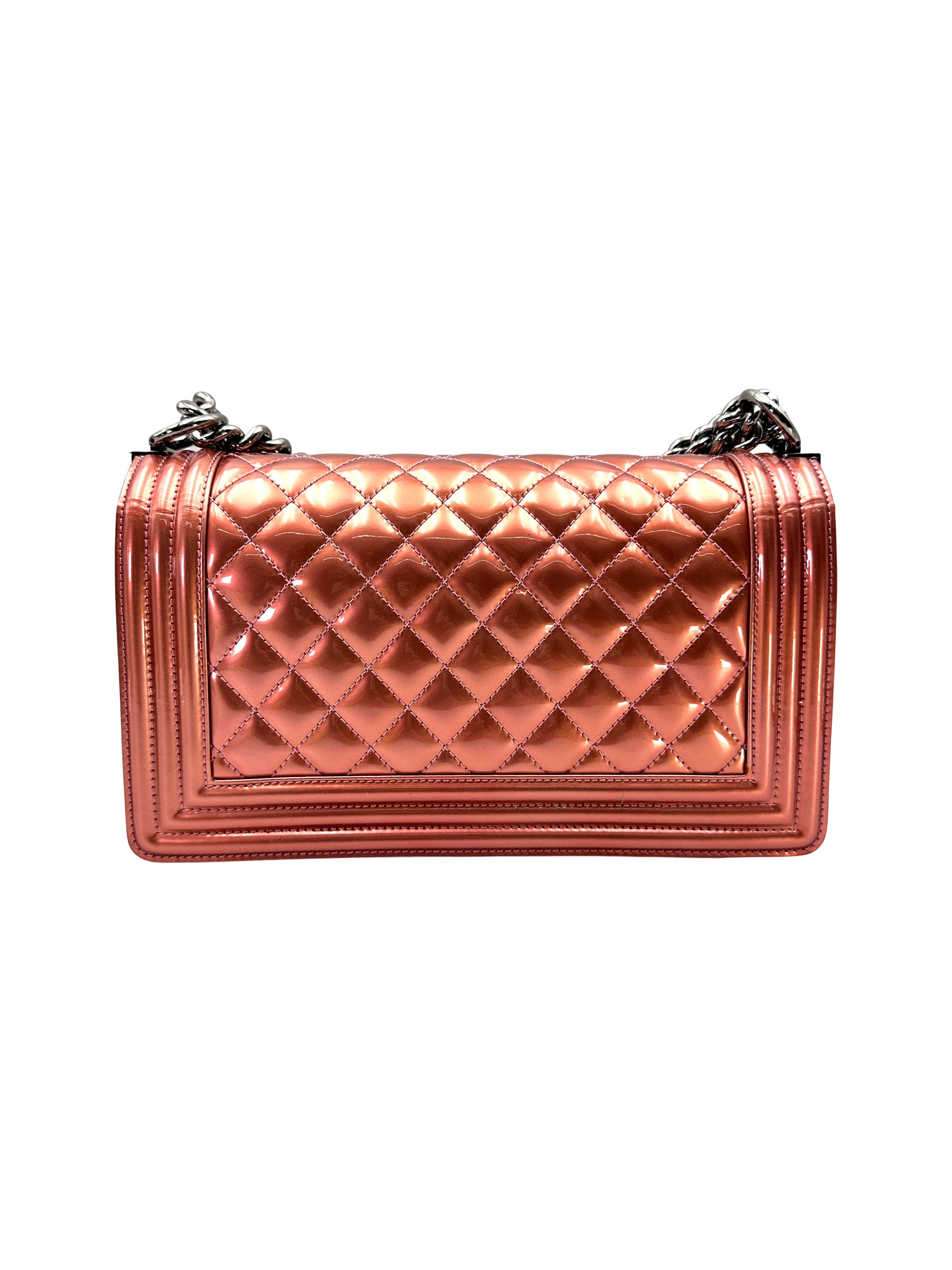 Chanel LeBoy Metallic Red Quilted Leather Medium Size Flap Bag With Silver Buckle(19***89) CC2269