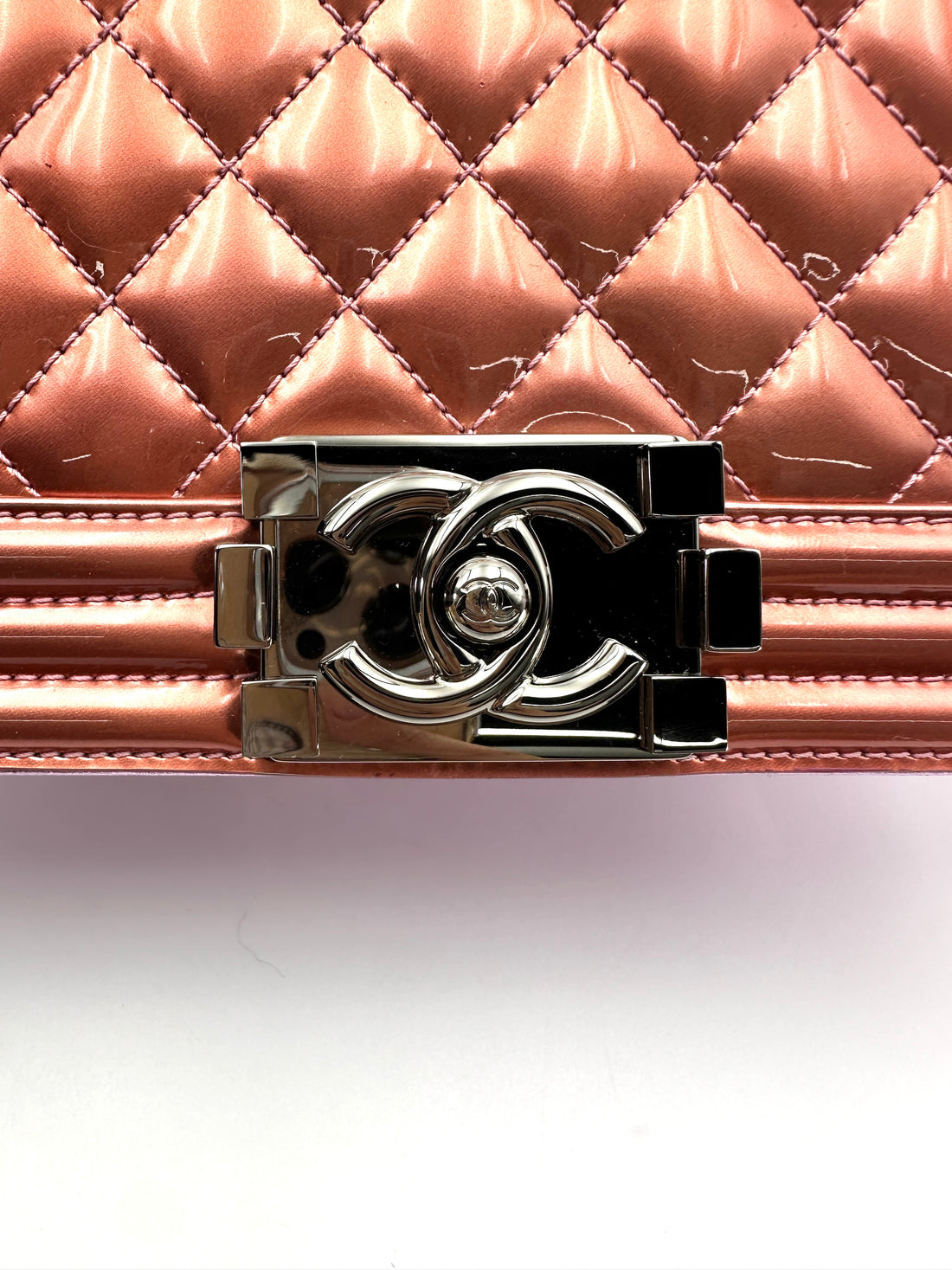 Chanel LeBoy Metallic Red Quilted Leather Medium Size Flap Bag With Silver Buckle(19***89) CC2269
