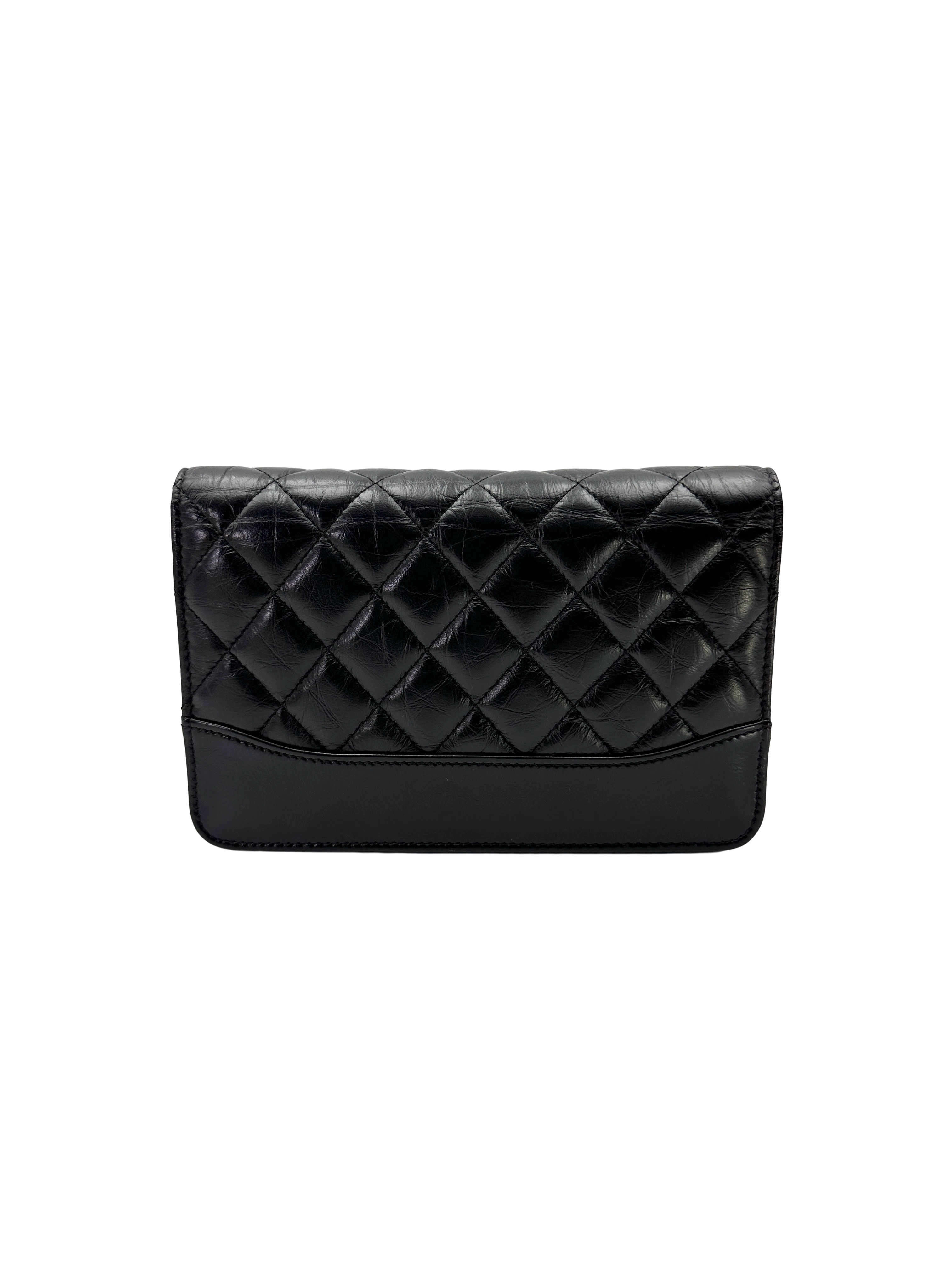 Chanel Gabrielle Black Quilted Leather Wallet On Chain(28***17) CC2275