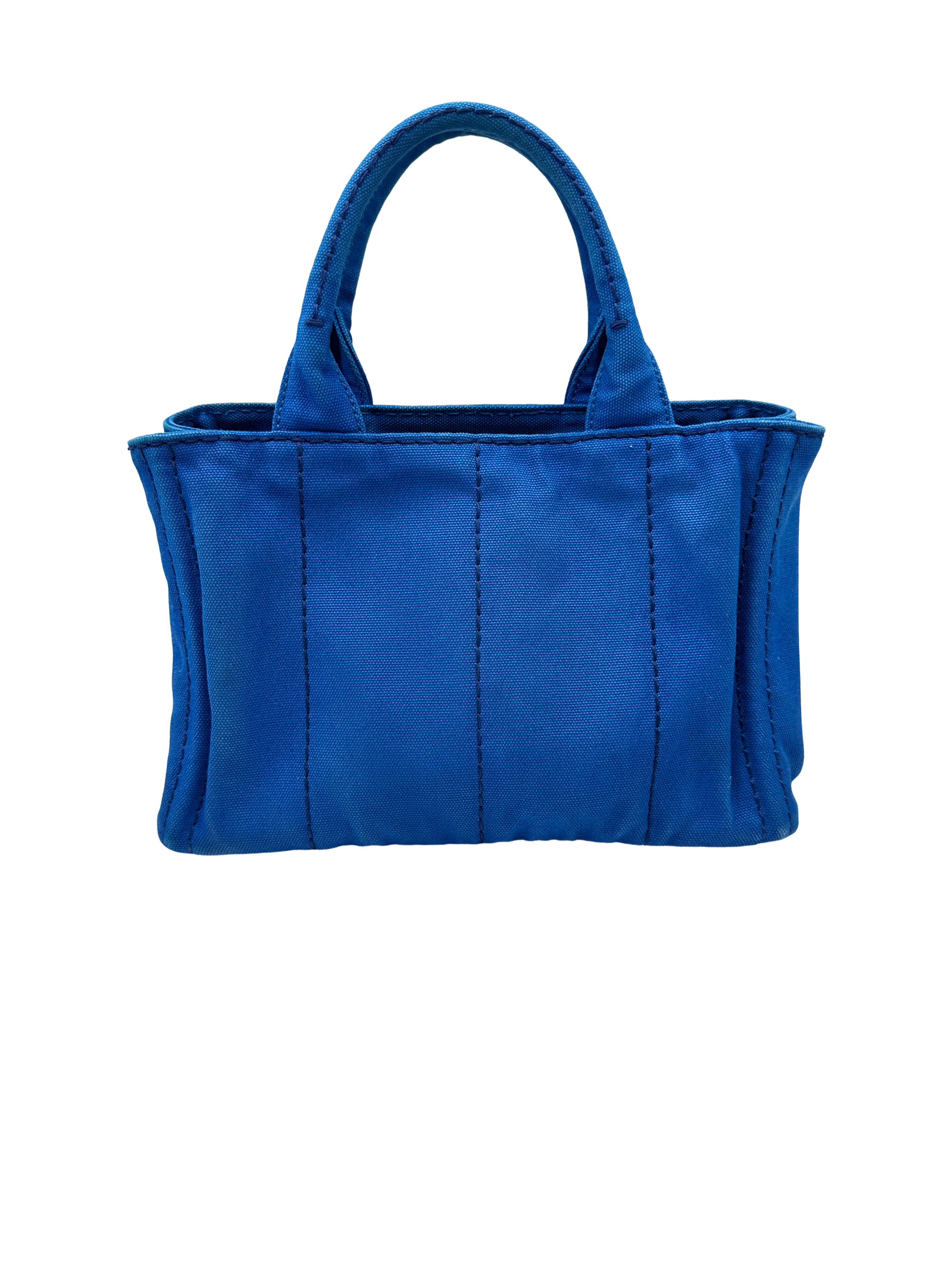 Prada Navy Canapa Canvas Tote Handle Bag PR511