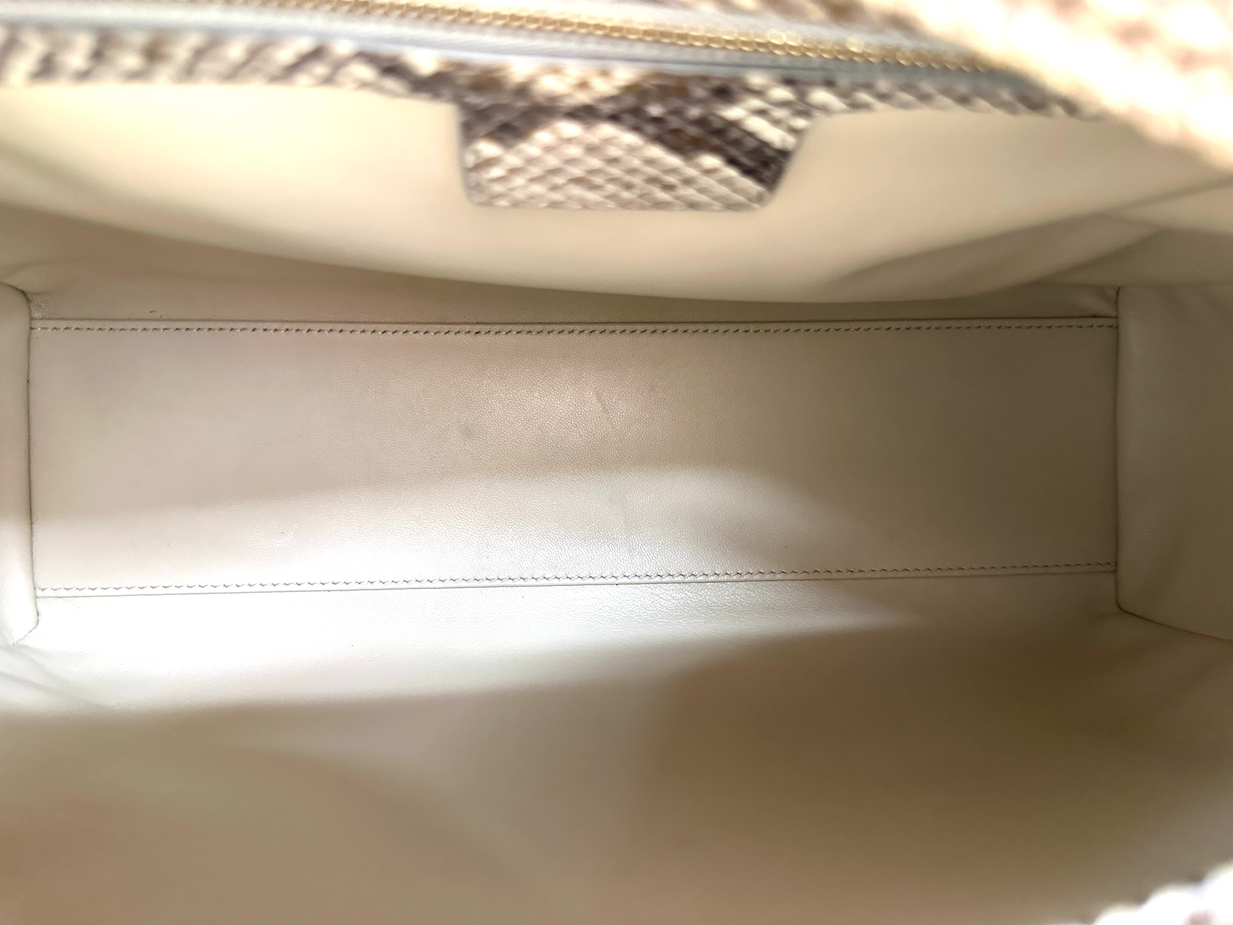 Christian Dior Lady Dior Gold Python Leather Handle Bag DR832