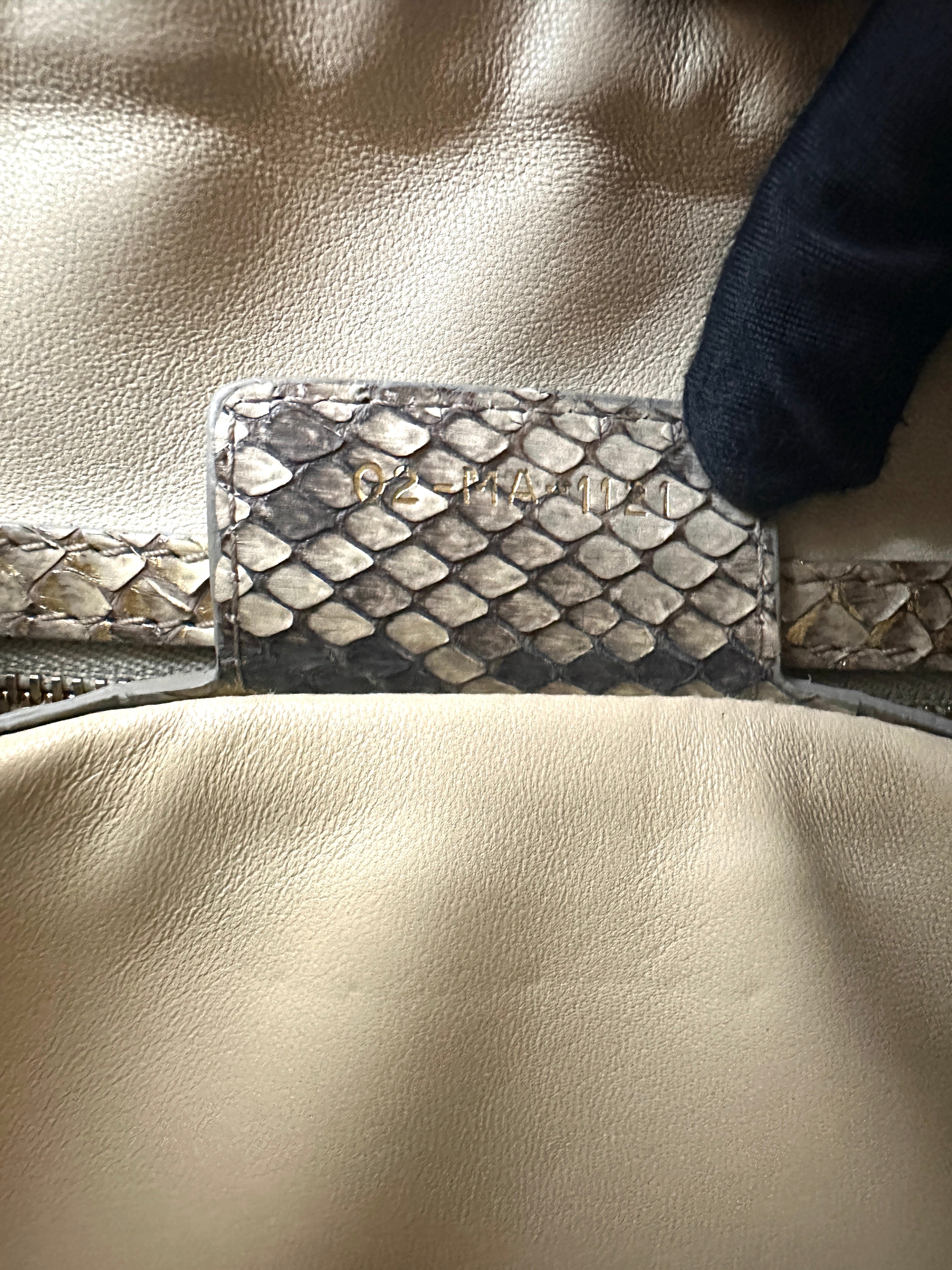 Christian Dior Lady Dior Gold Python Leather Handle Bag DR832