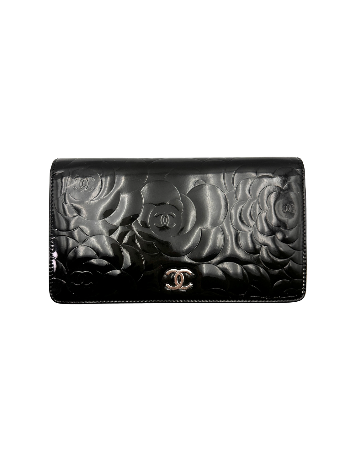 Chanel Camellia Black Patent Leather Long Wallet(18***47) CC2281