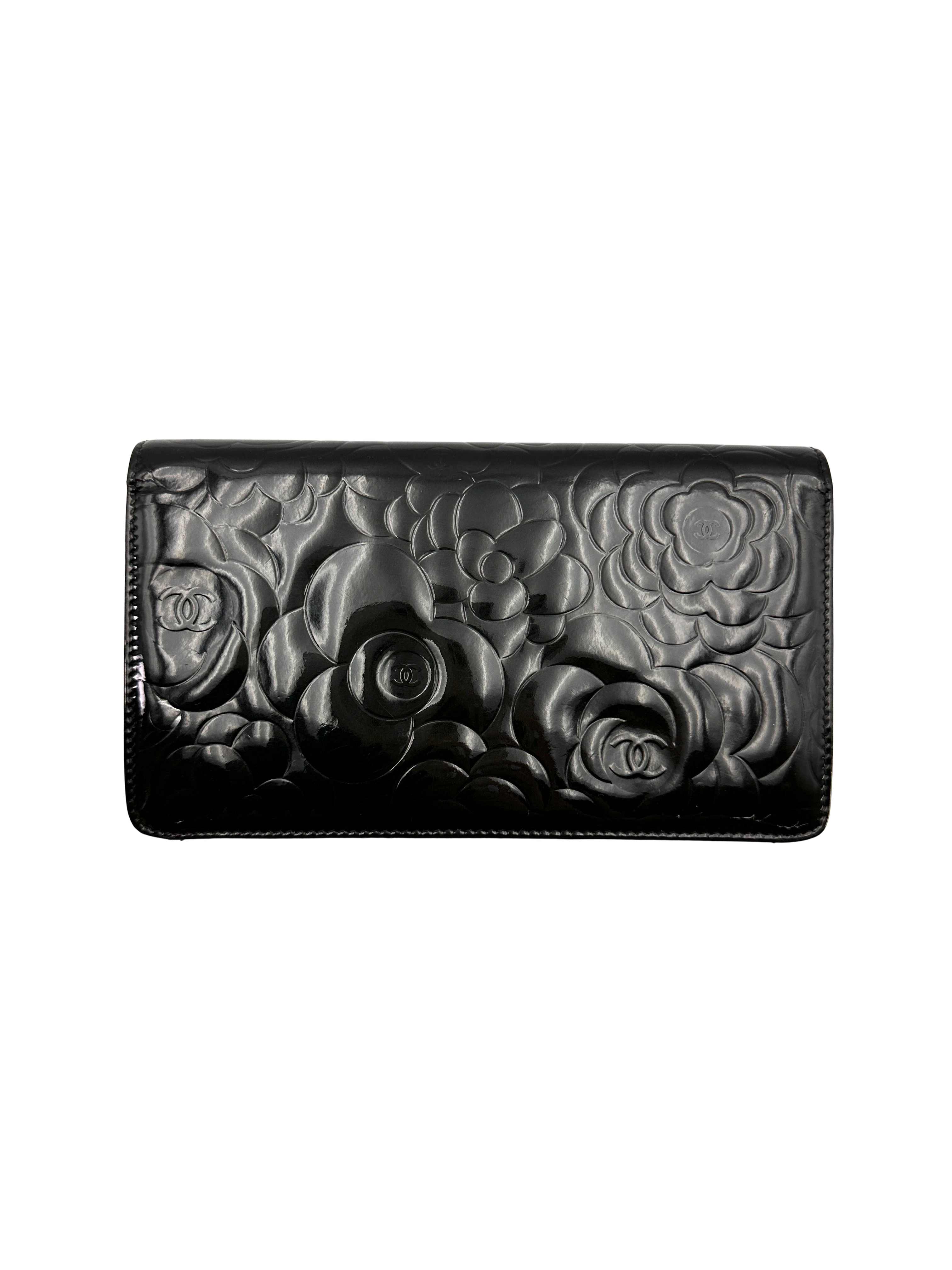 Chanel Camellia Black Patent Leather Long Wallet(18***47) CC2281