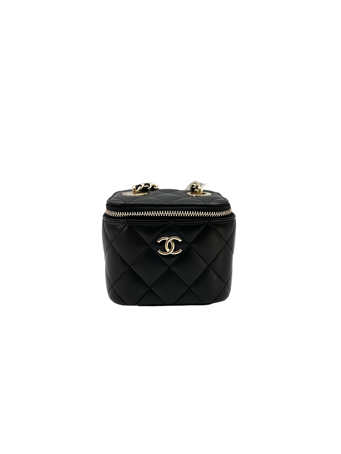 Chanel Black Quilted Leather Mini Pearl Chain Vanity Case(31***20) CC2284