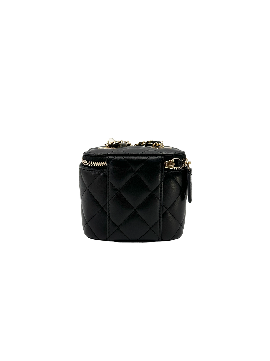 Chanel Black Quilted Leather Mini Pearl Chain Vanity Case(31***20) CC2284