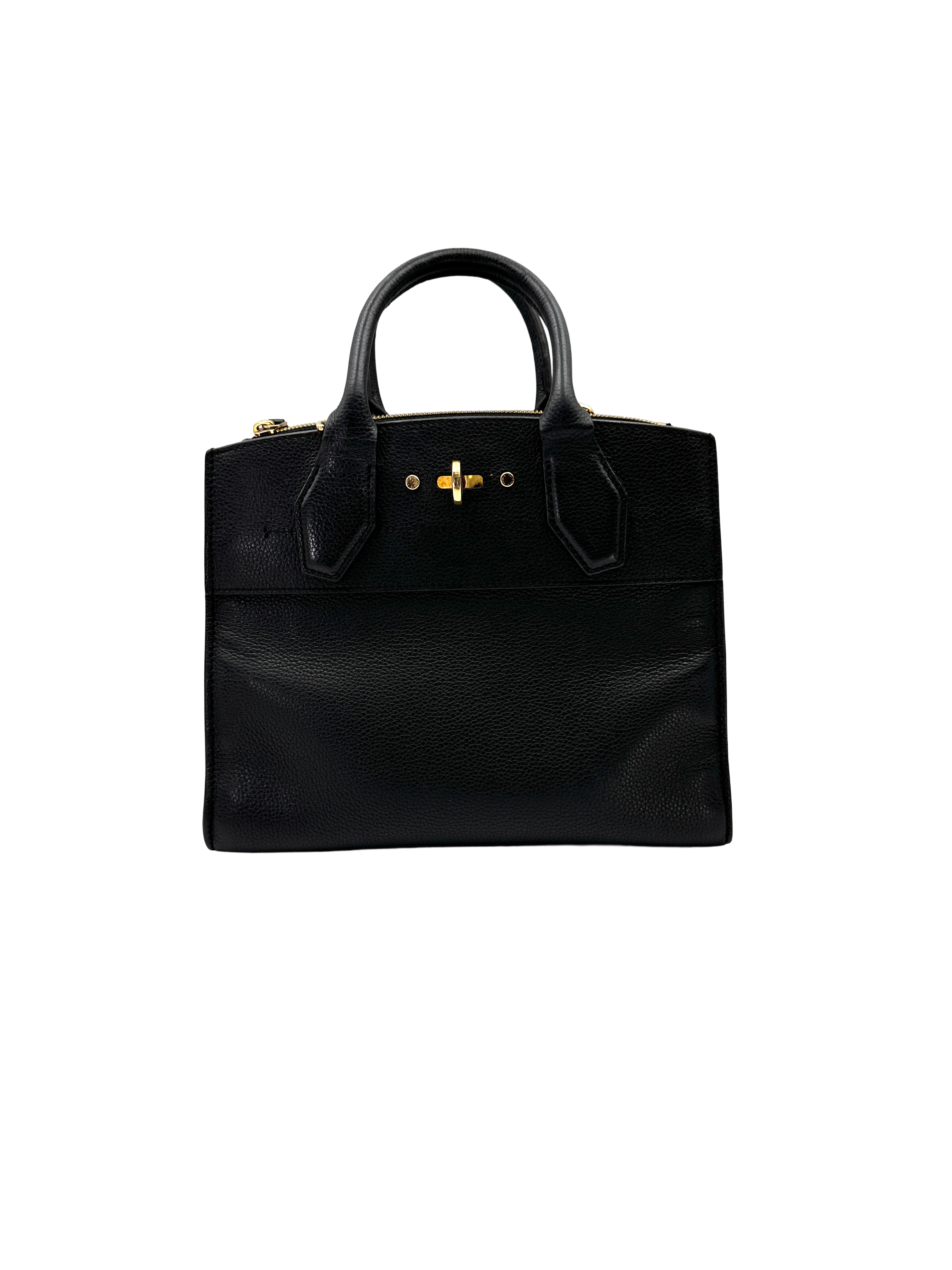 Louis Vuitton City Steamer PM Black Leather Handle Bag LV3130