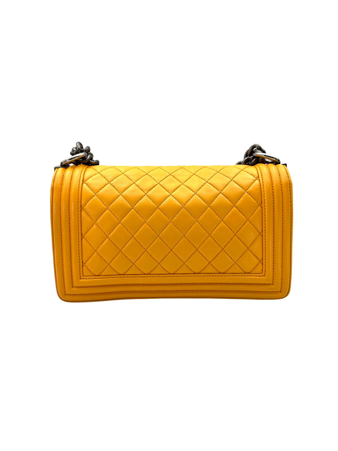 Chanel LeBoy Yellow Quilted Leather Medium Size Flap Bag With Silver Buckle(20***36) CC2279