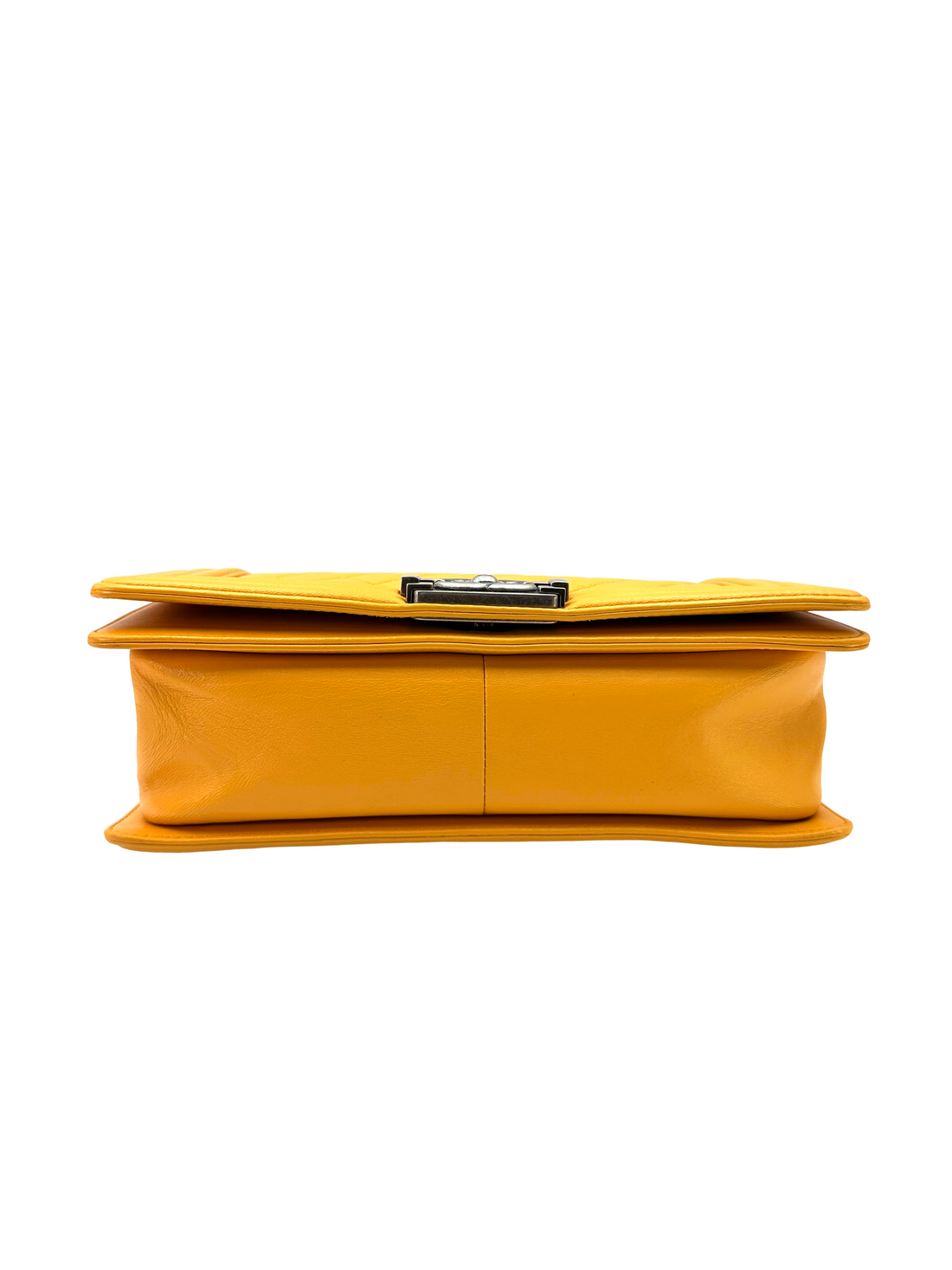 Chanel LeBoy Yellow Quilted Leather Medium Size Flap Bag With Silver Buckle(20***36) CC2279