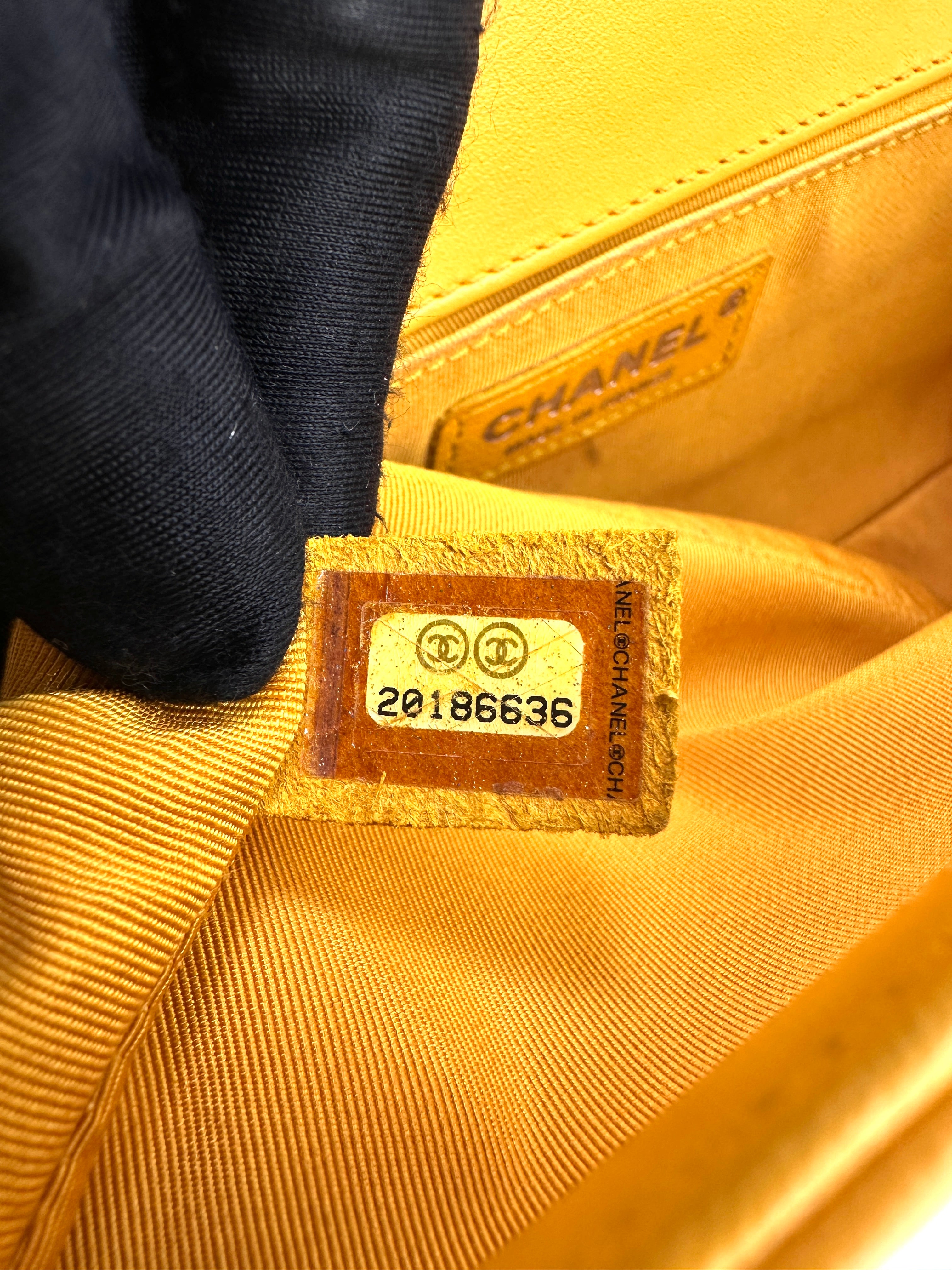 Chanel LeBoy Yellow Quilted Leather Medium Size Flap Bag With Silver Buckle(20***36) CC2279
