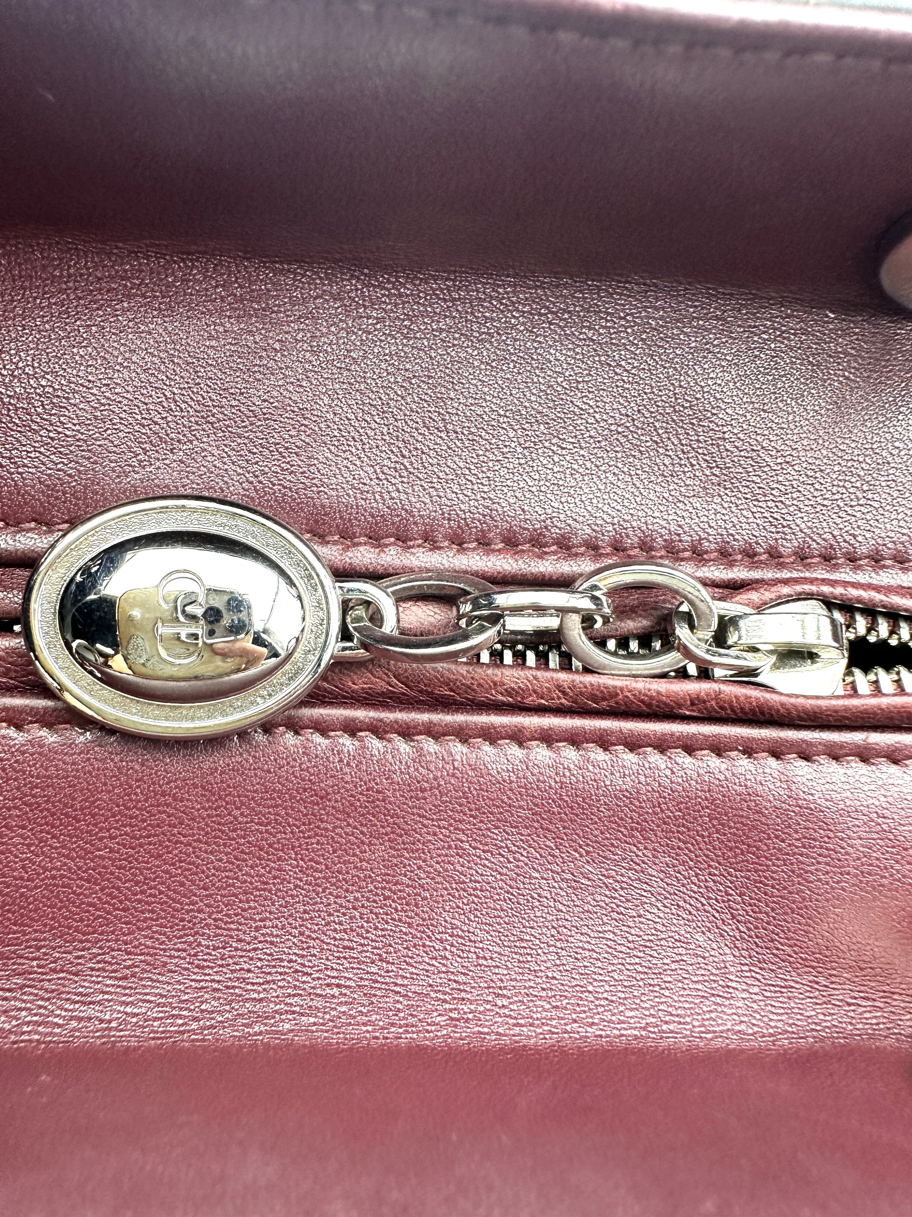 Christian Dior Lady Dior Grey Cannage Leather Red Handle Bag DR826