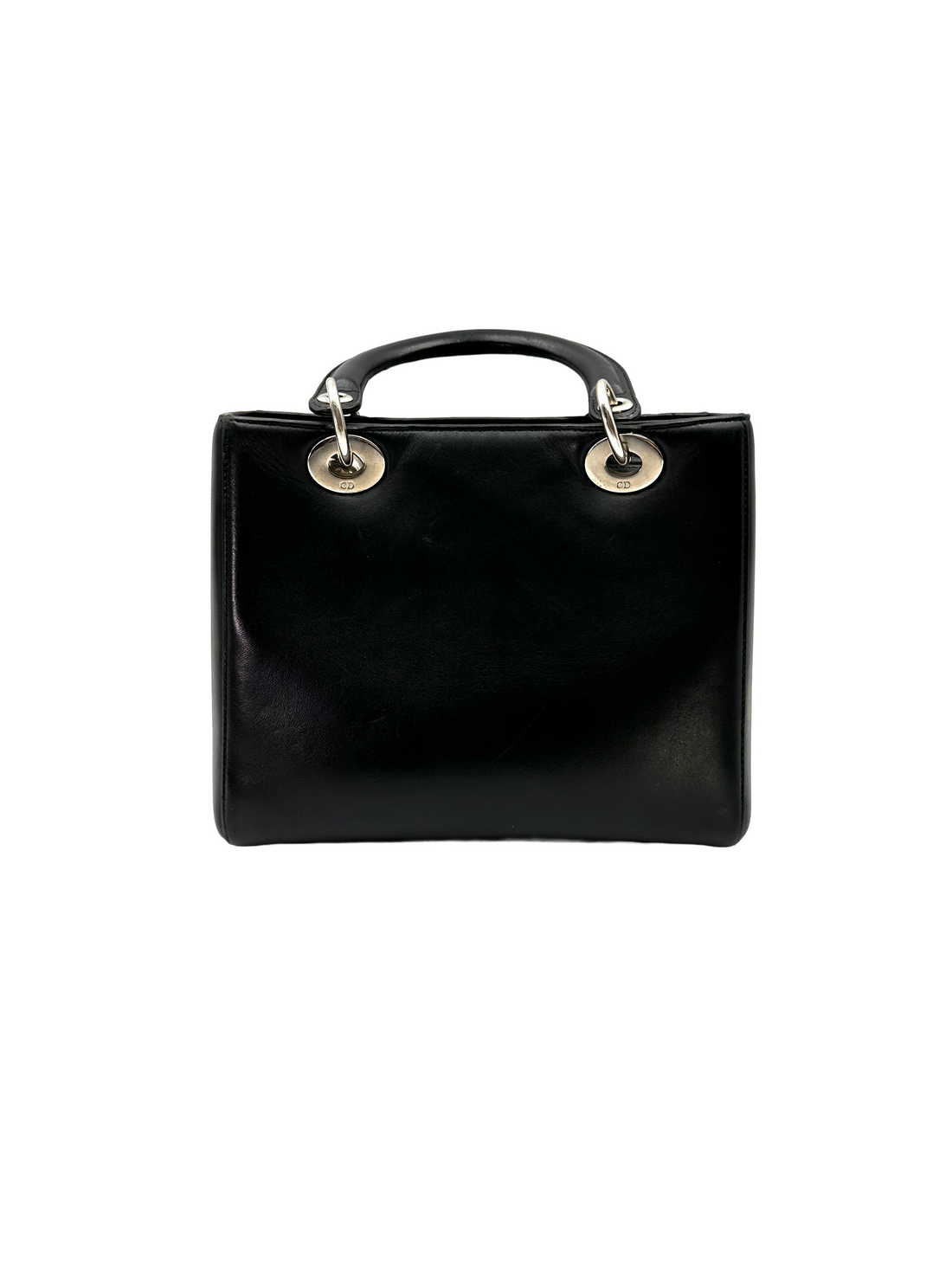 Christian Dior Lady Dior Black Leather Handle Bag With Floral Bead Embroidery DR827