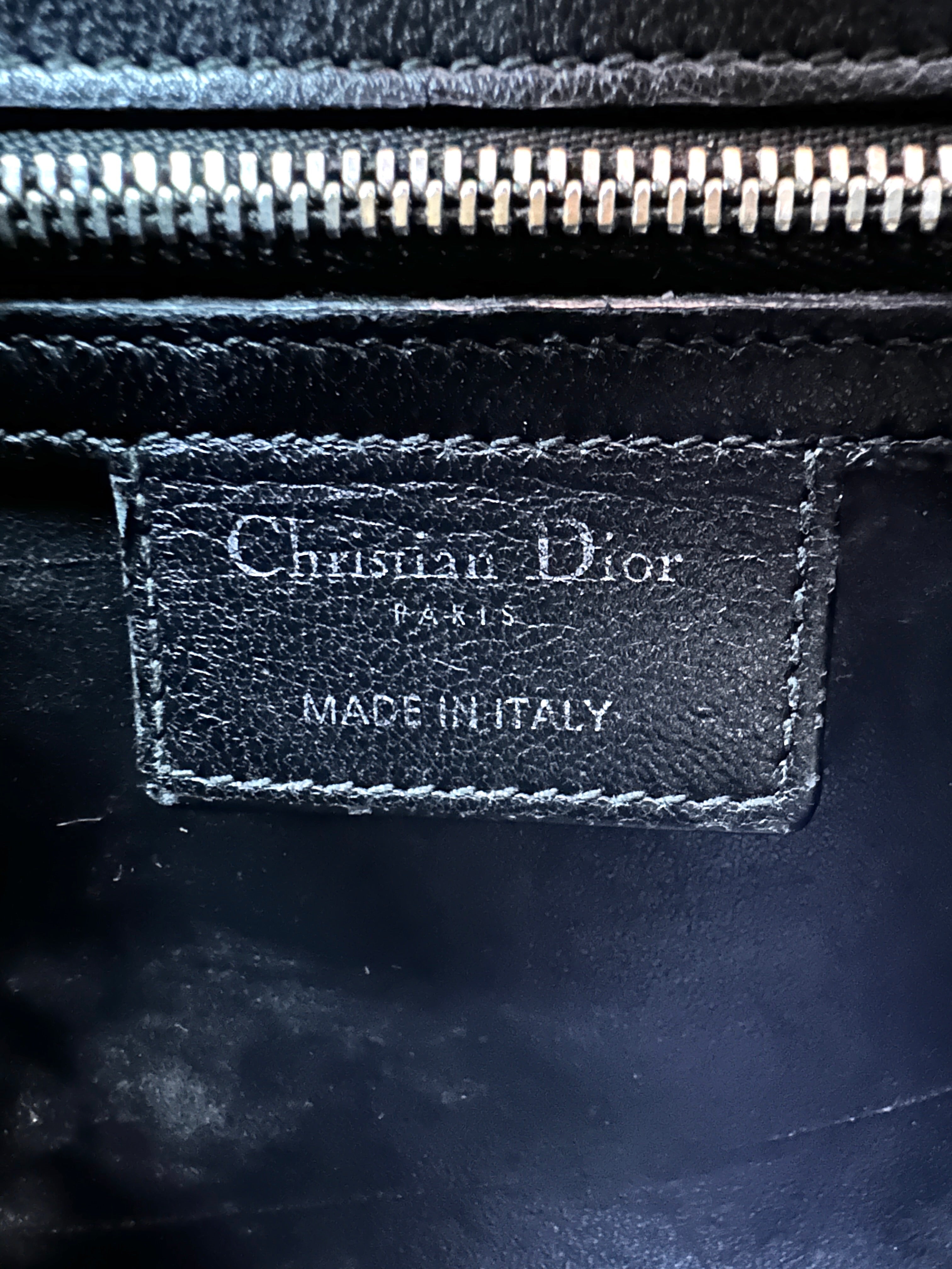 Christian Dior Lady Dior Black Leather Handle Bag With Floral Bead Embroidery DR827