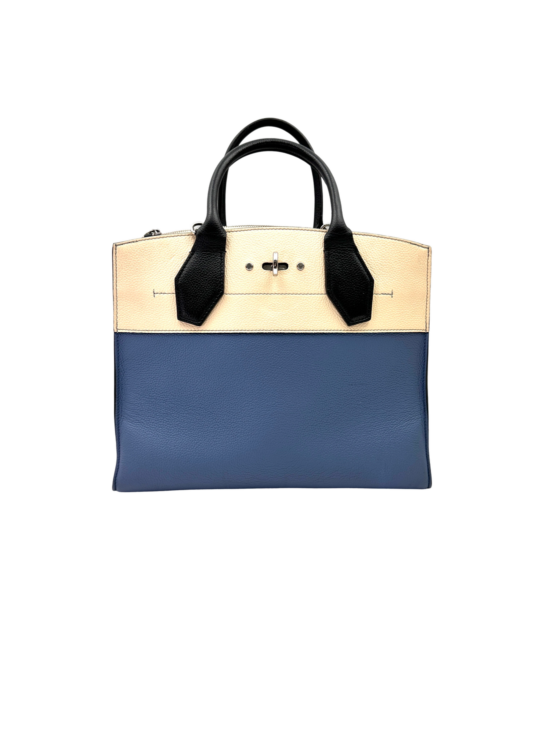 Louis Vuitton City Steamer Blue/Beige Leather Handle Bag LV3131