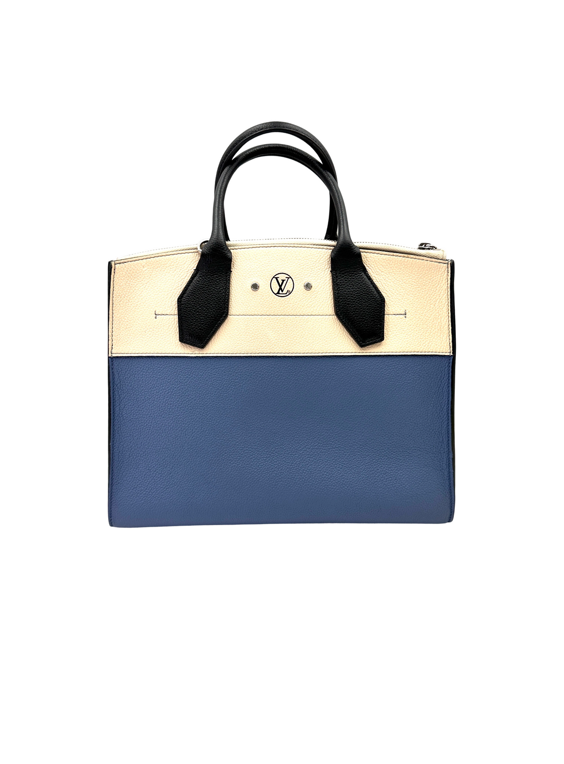 Louis Vuitton City Steamer Blue/Beige Leather Handle Bag LV3131