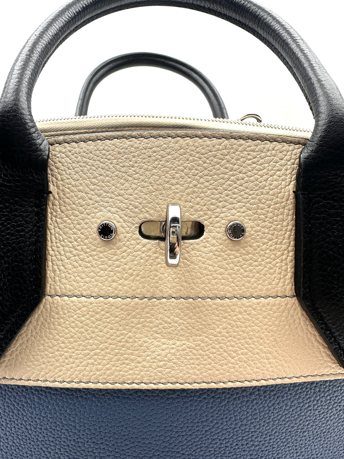 Louis Vuitton City Steamer Blue/Beige Leather Handle Bag LV3131