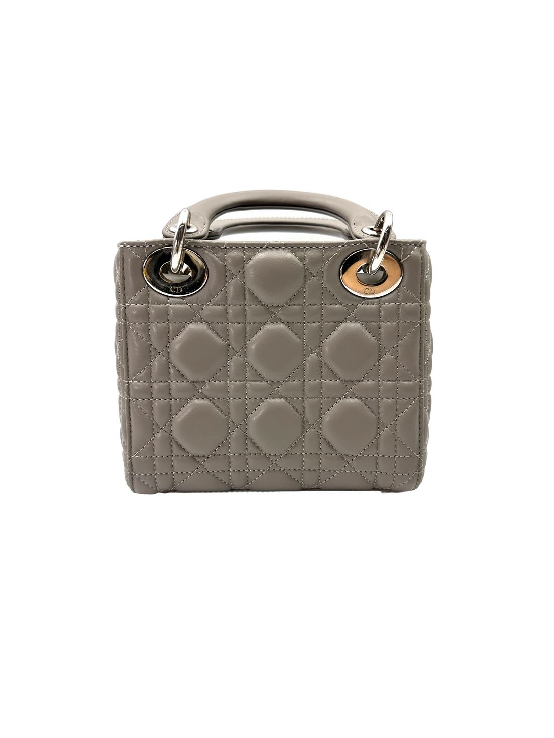 Christian Dior Lady Dior Grey Cannage Lambskin Handle Bag DR831
