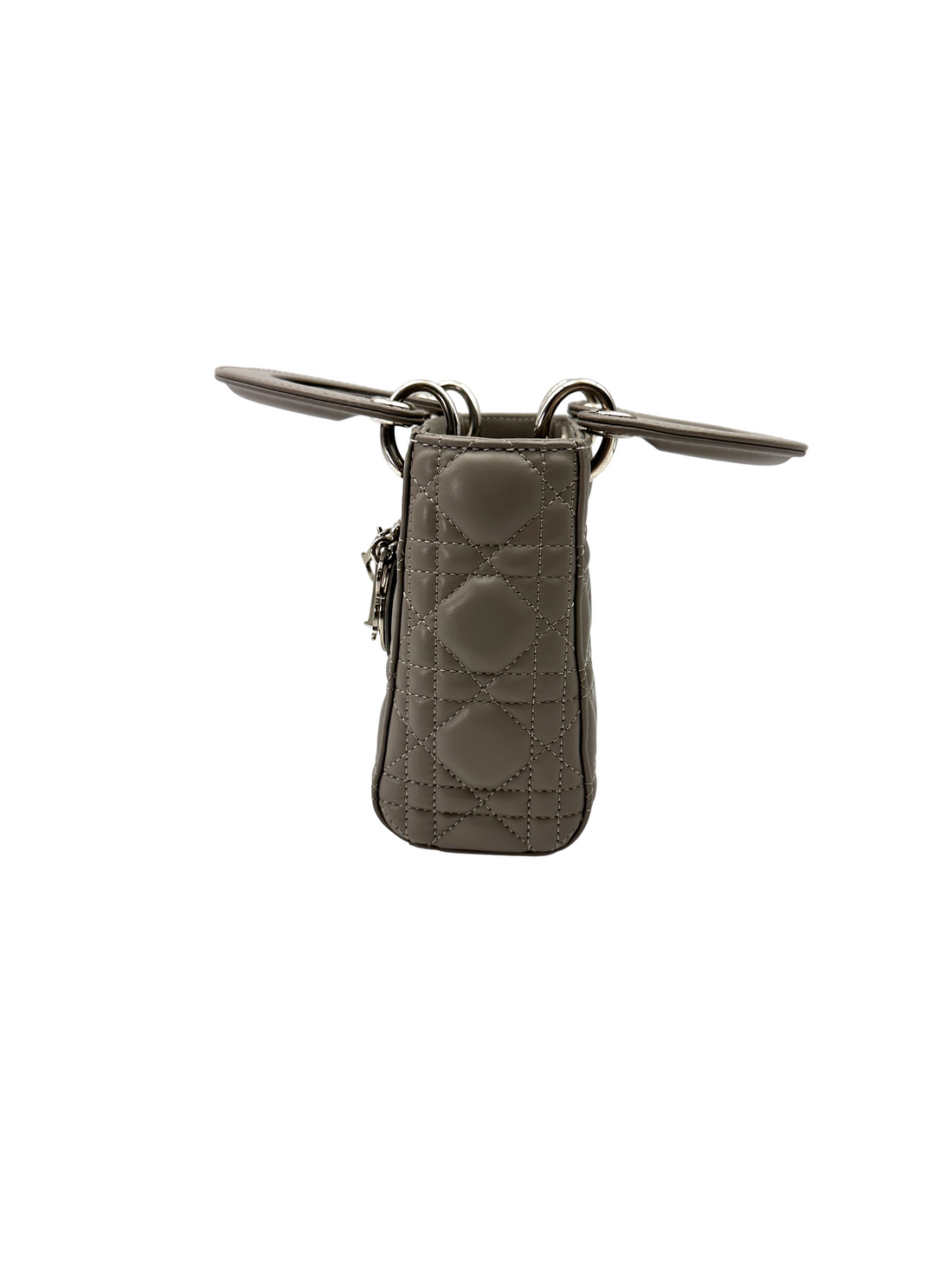 Christian Dior Lady Dior Grey Cannage Lambskin Handle Bag DR831