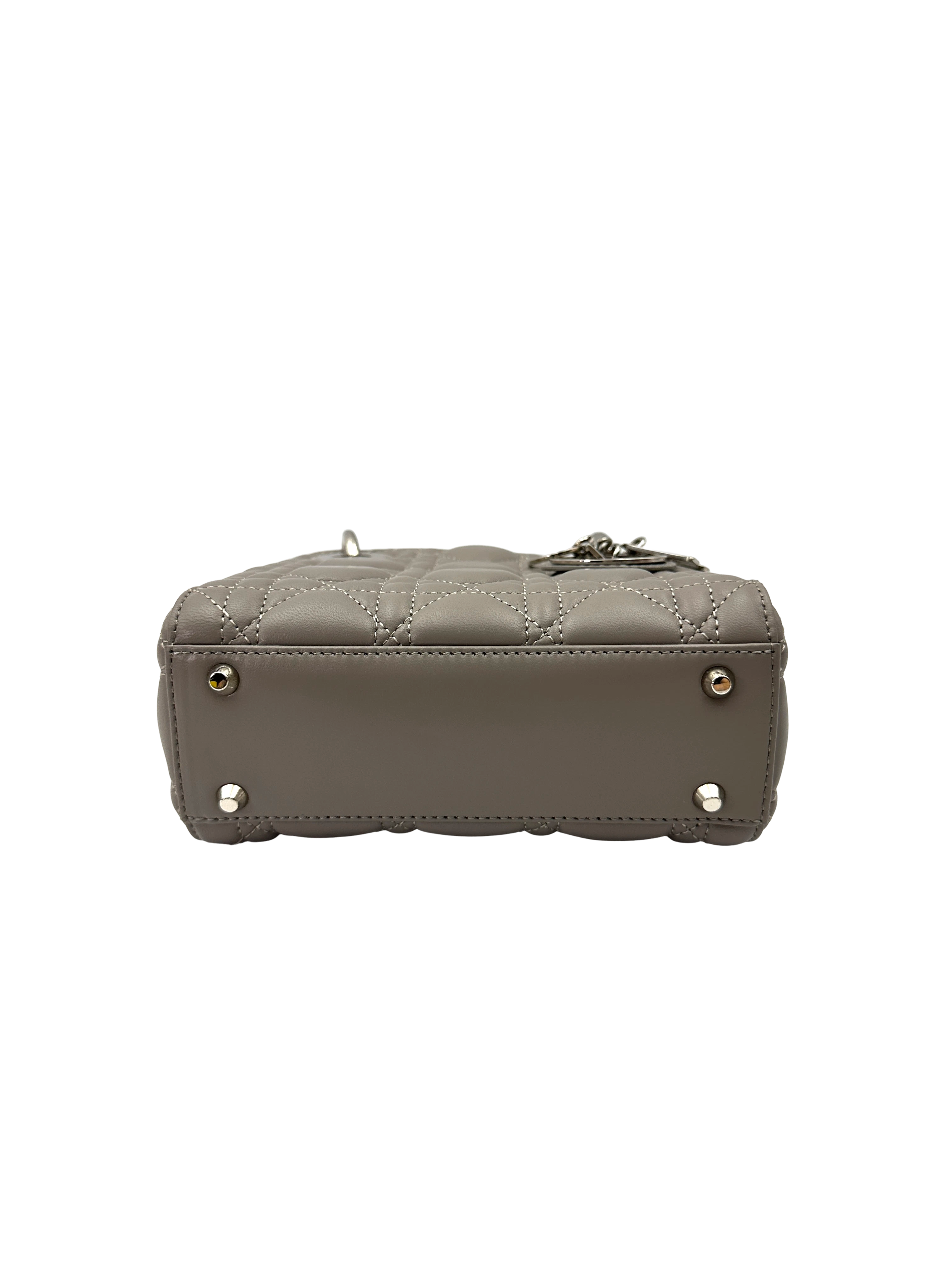 Christian Dior Lady Dior Grey Cannage Lambskin Handle Bag DR831