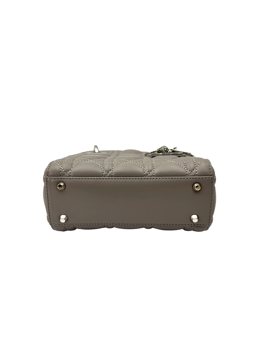Christian Dior Lady Dior Grey Cannage Lambskin Handle Bag DR831