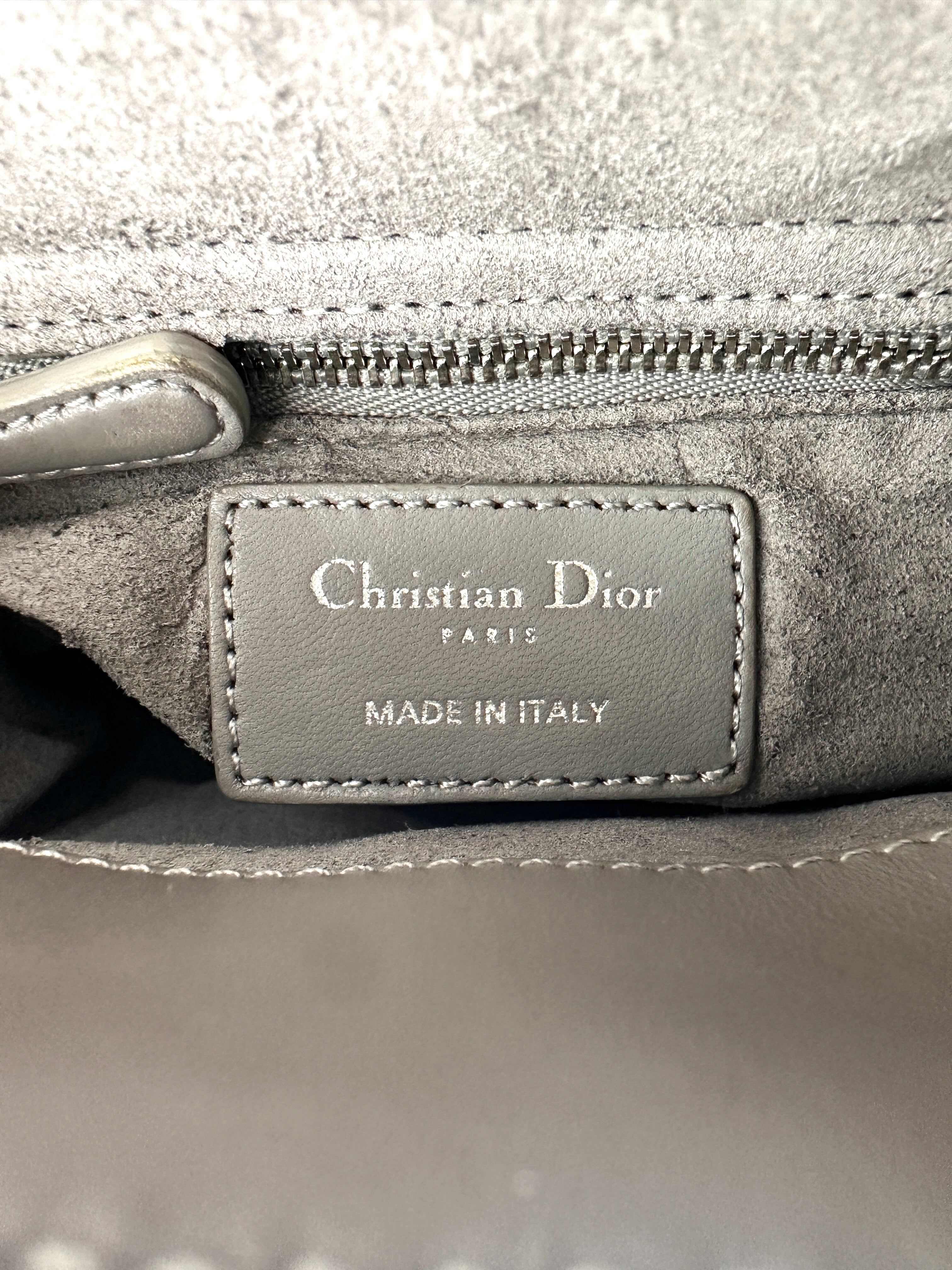 Christian Dior Lady Dior Grey Cannage Lambskin Handle Bag DR831