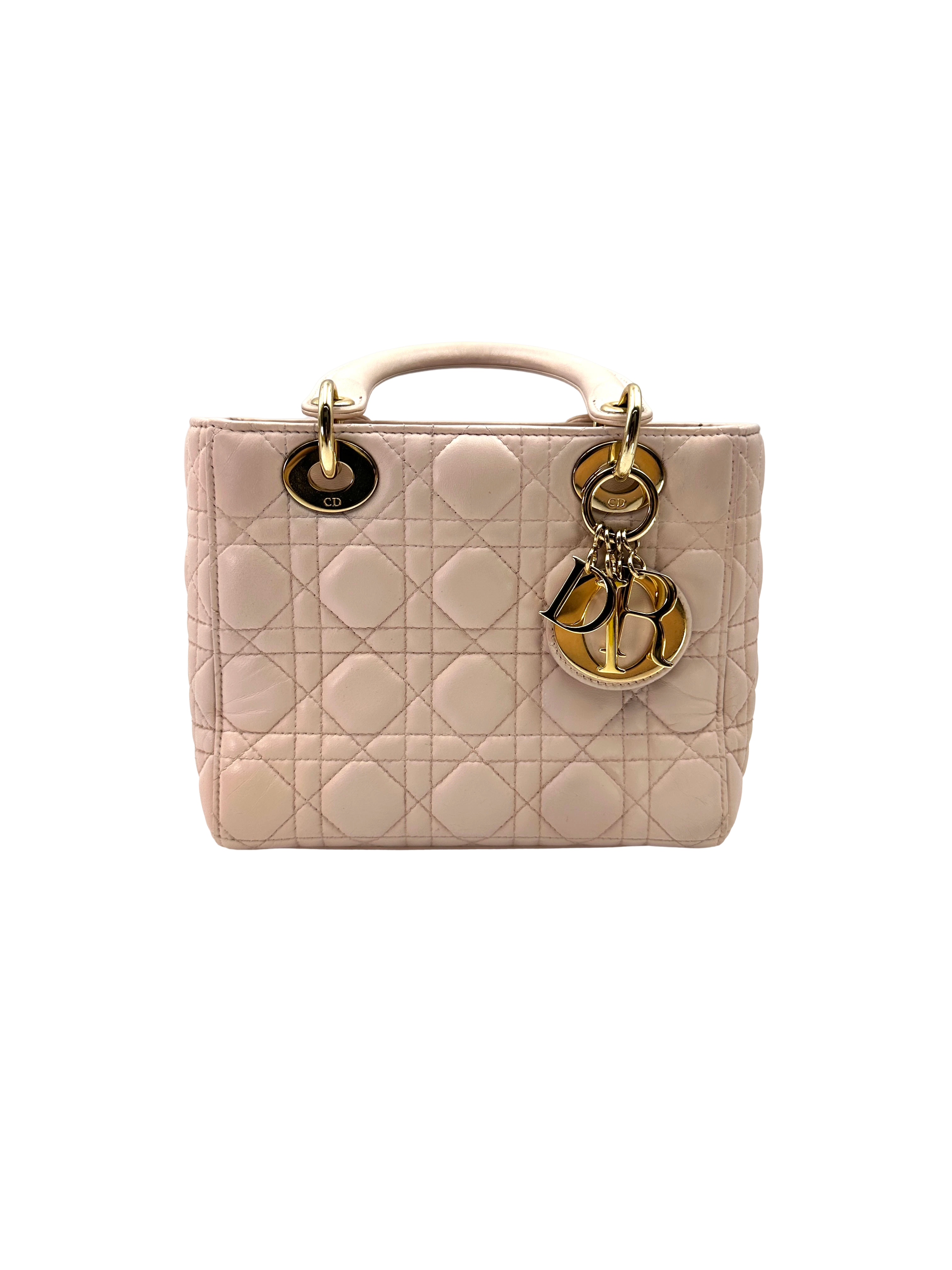 Christian Dior Lady Dior Pink Cannage Leather Handle Bag DR828