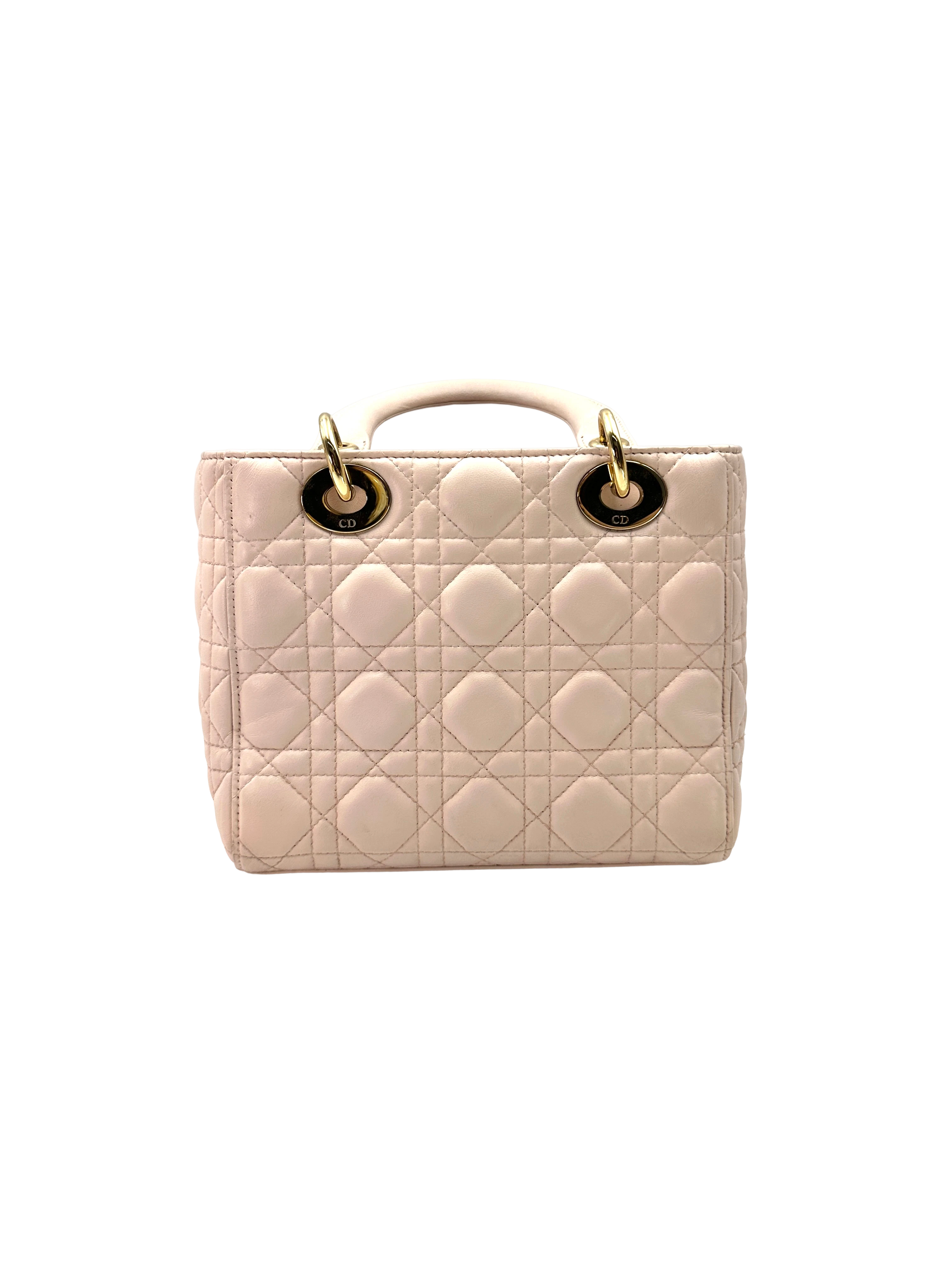 Christian Dior Lady Dior Pink Cannage Leather Handle Bag DR828