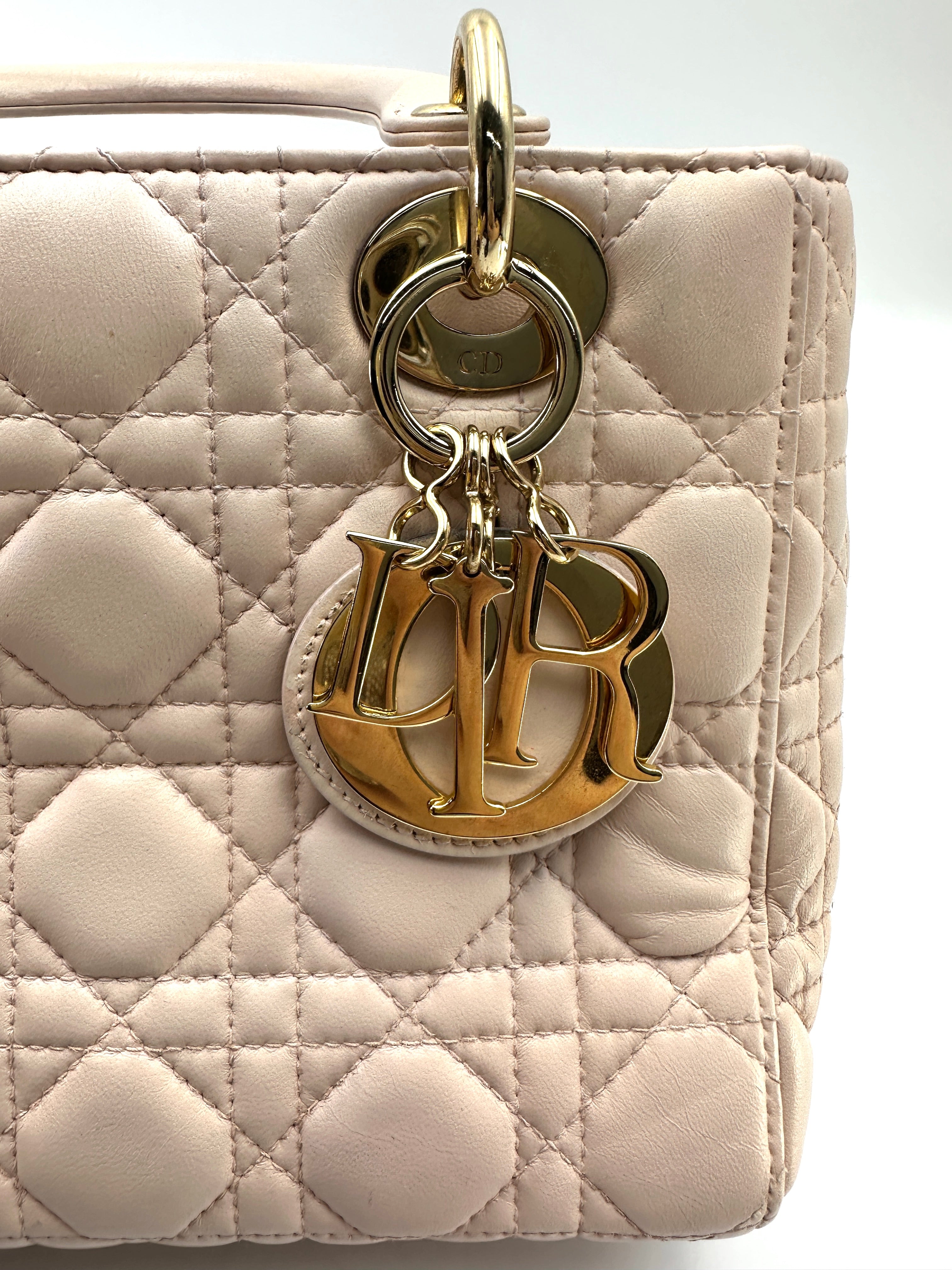 Christian Dior Lady Dior Pink Cannage Leather Handle Bag DR828