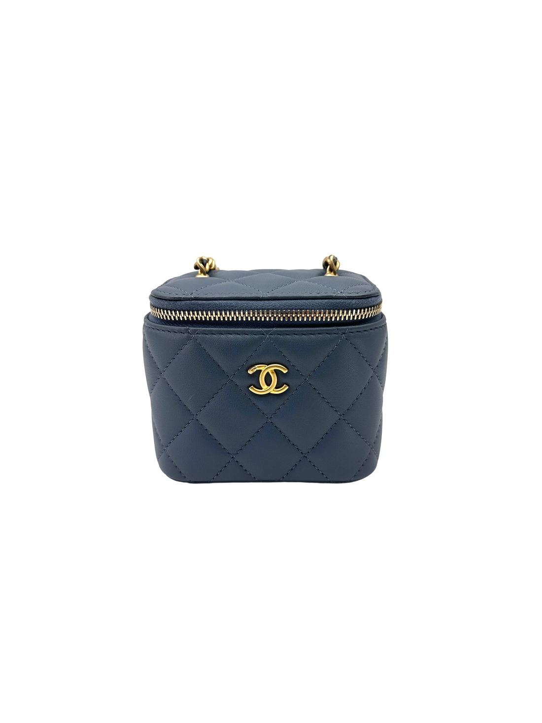 Chanel Pearl Crush Blue Quilted Leather Mini Vanity Case(UN***A5) CC2286