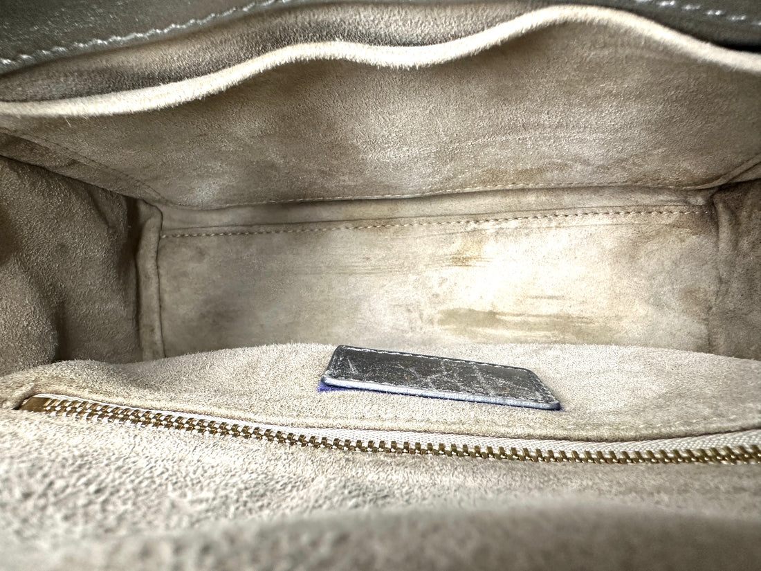 Christian Dior Lady Dior Metallic Silver Cannage Leather Handle Bag DR829